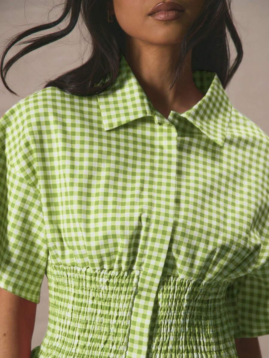 Gingham Smocked Set