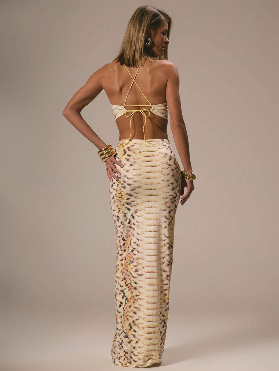 Zaviera Halter Maxi Dress