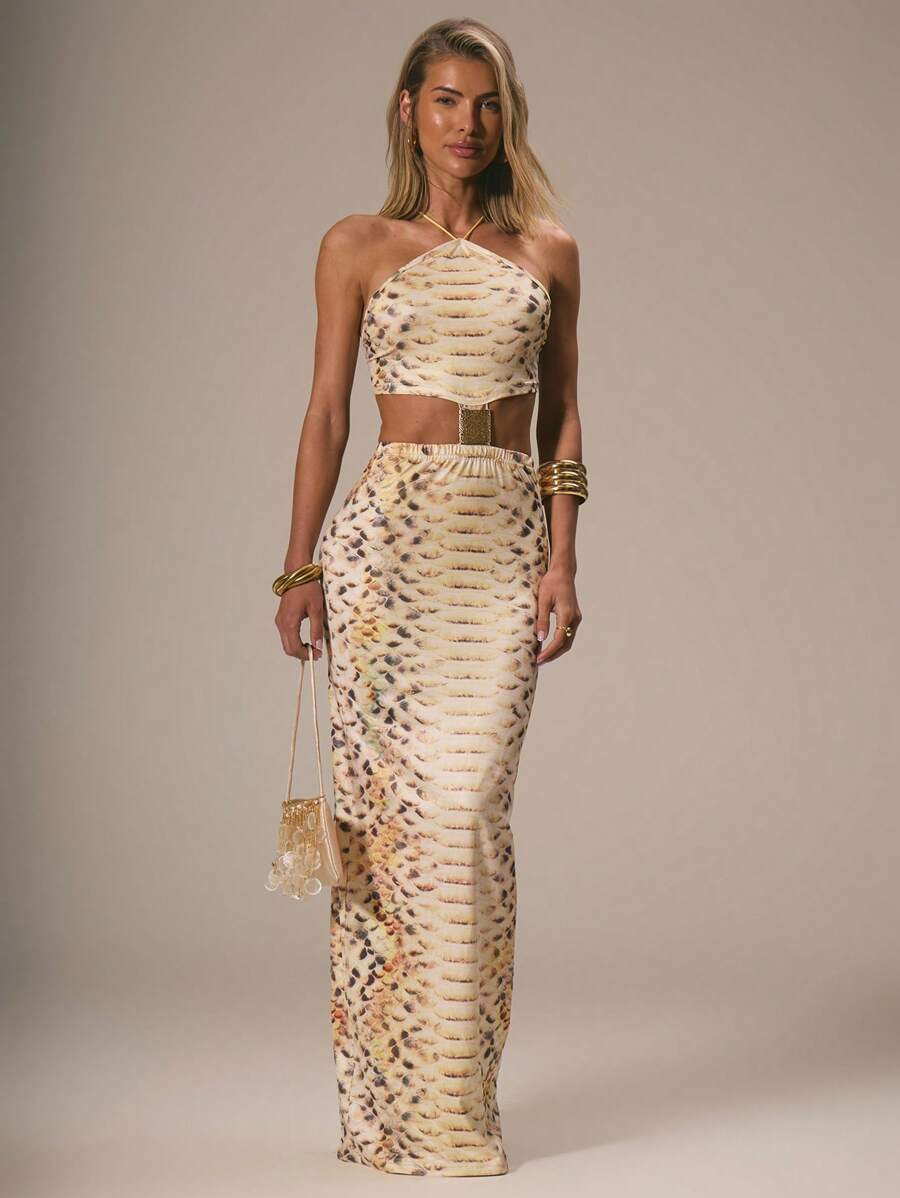 Zaviera Halter Maxi Dress