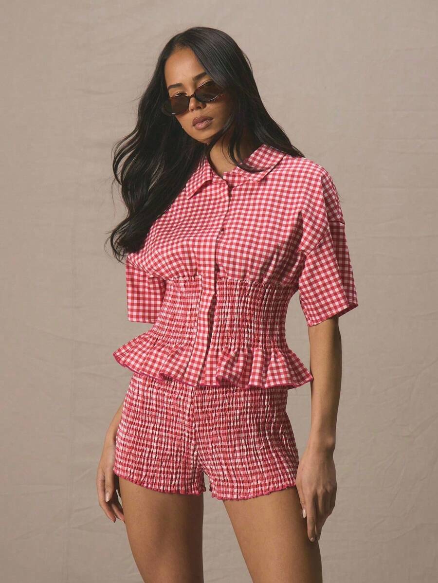 Gingham Smocked Set