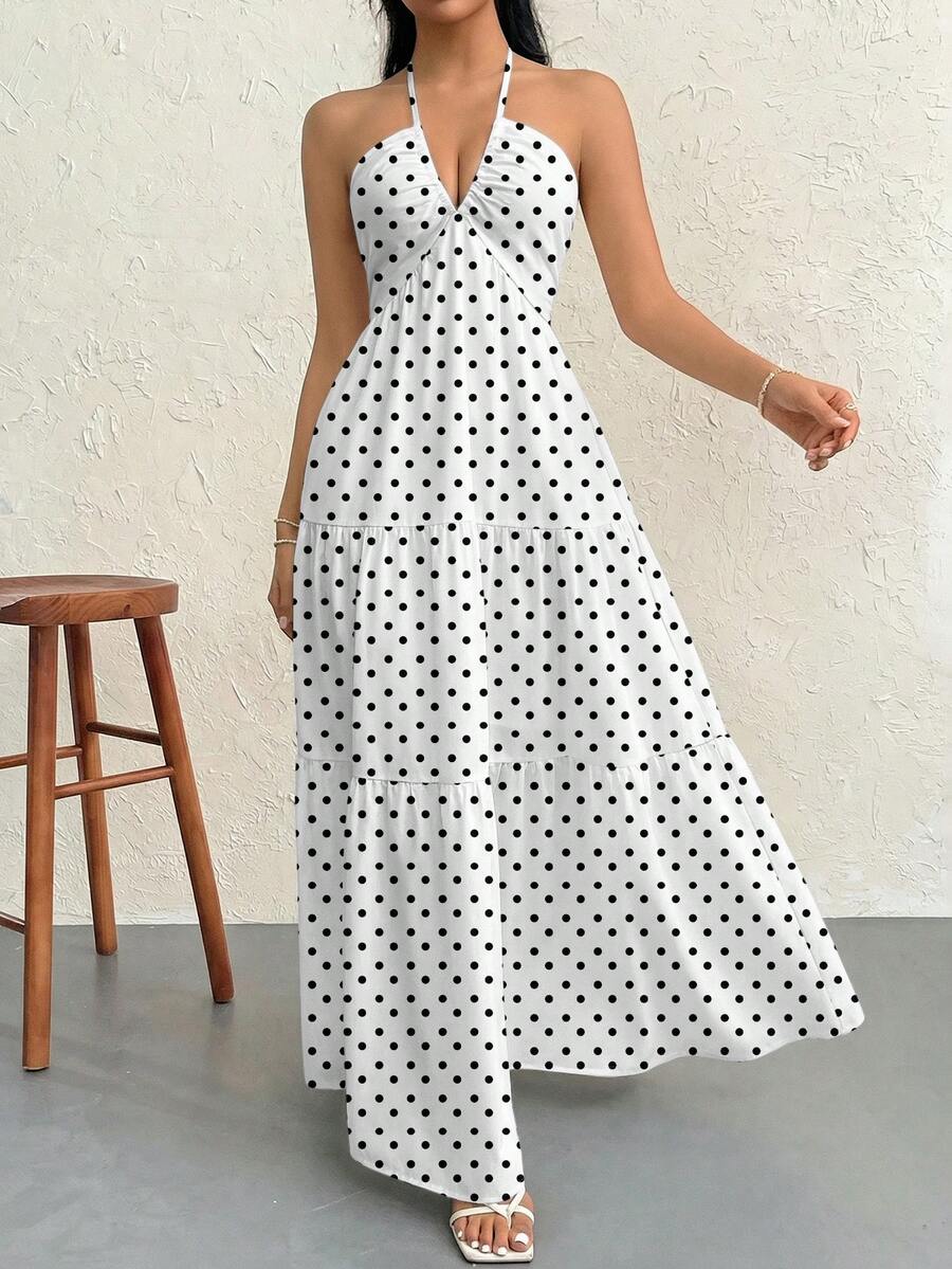 Halter Ruffle Maxi Dress
