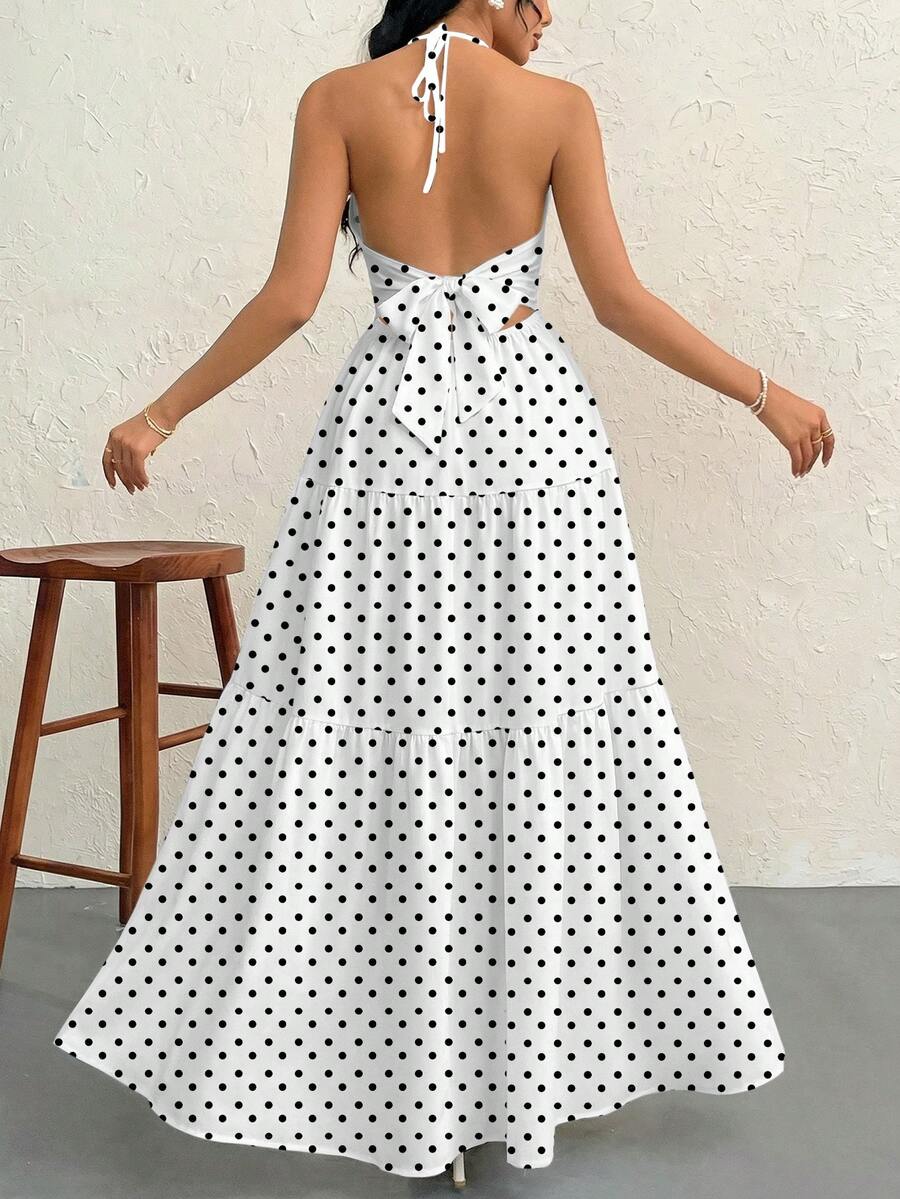 Halter Ruffle Maxi Dress