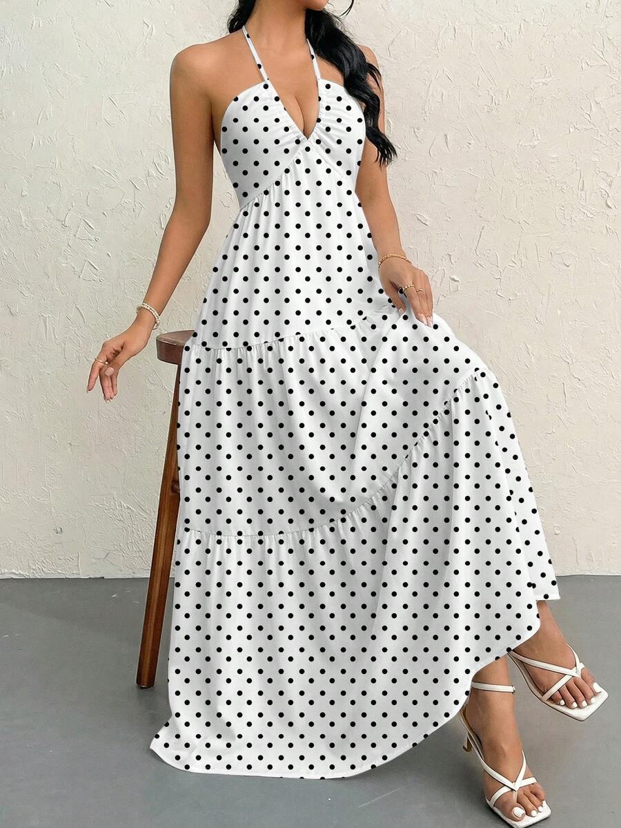 Halter Ruffle Maxi Dress