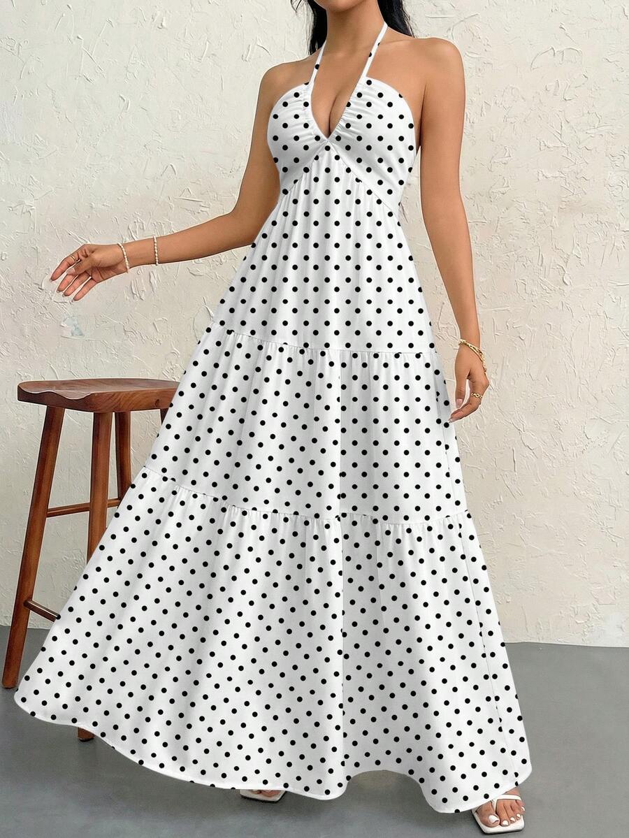 Halter Ruffle Maxi Dress