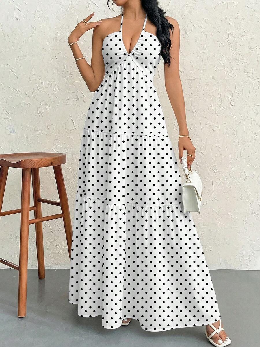 Halter Ruffle Maxi Dress