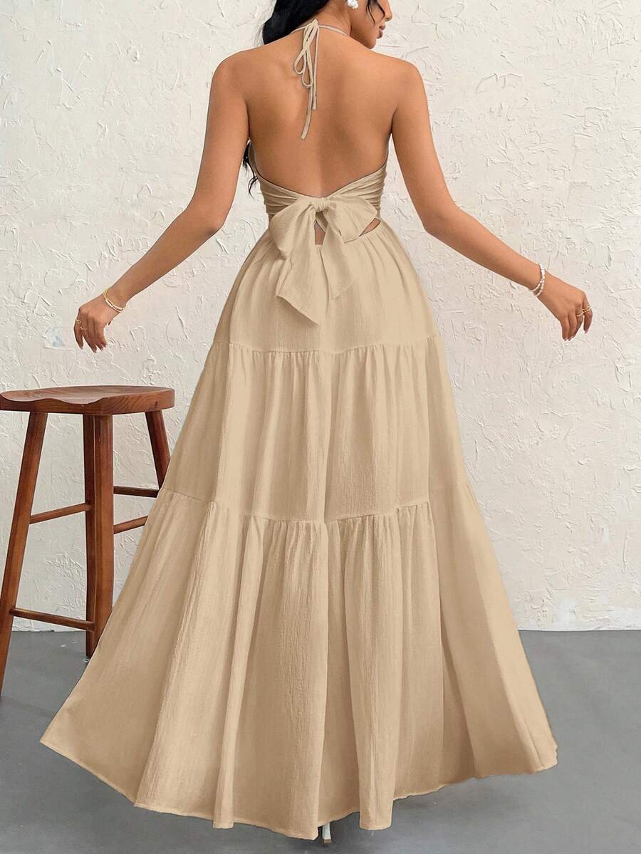 Halter Ruffle Maxi Dress