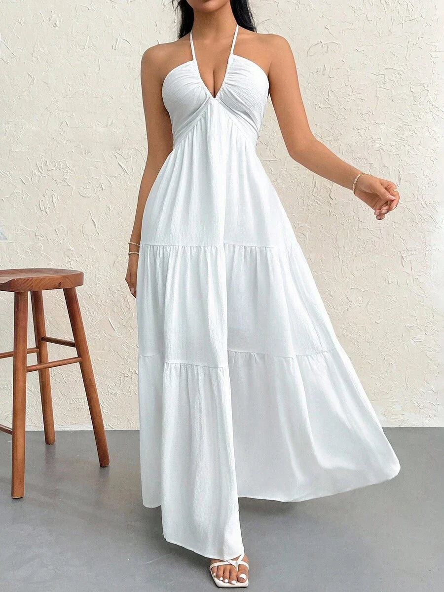 Halter Ruffle Maxi Dress