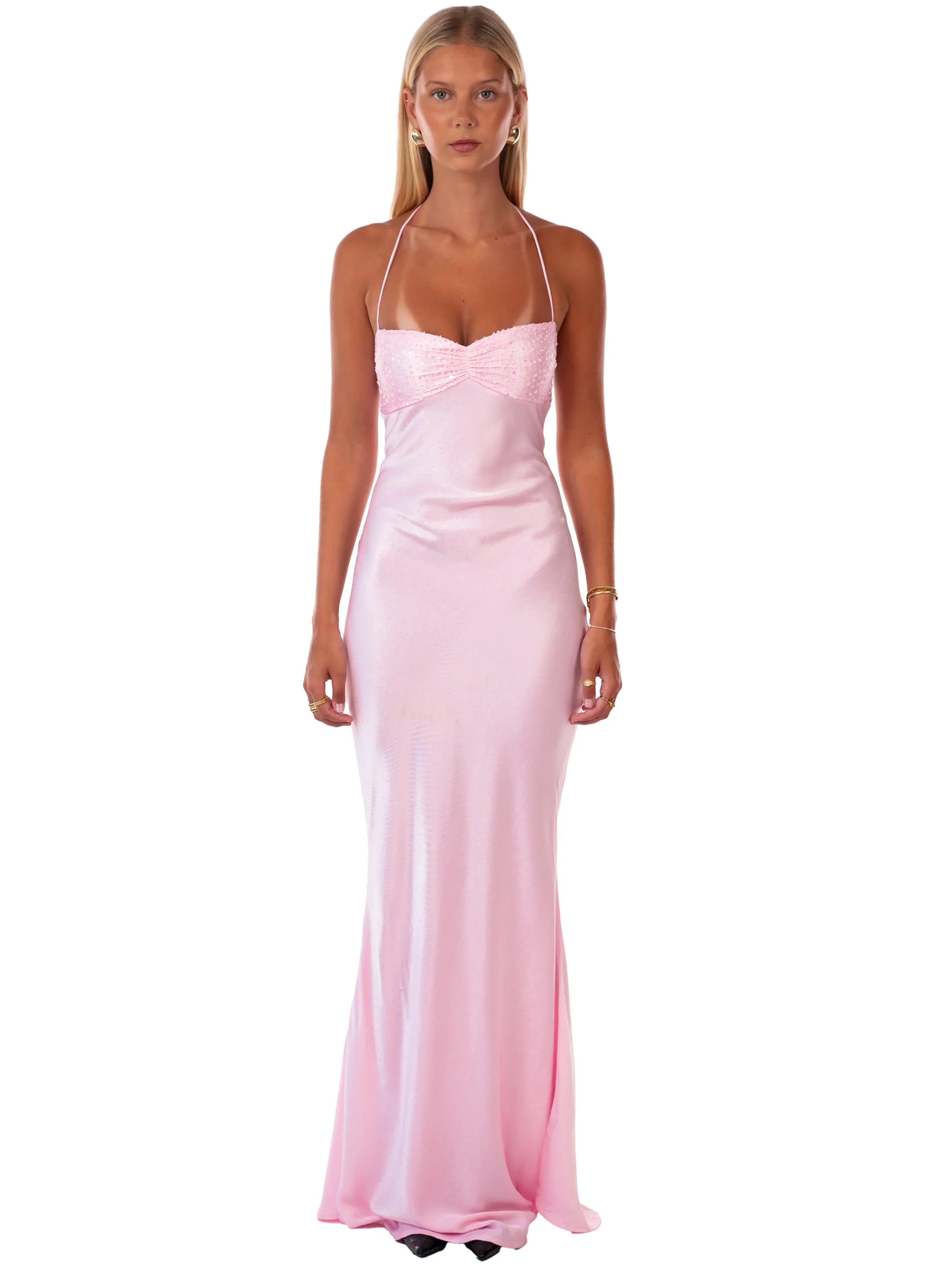 Sienna Beaded Halter Maxi Dress