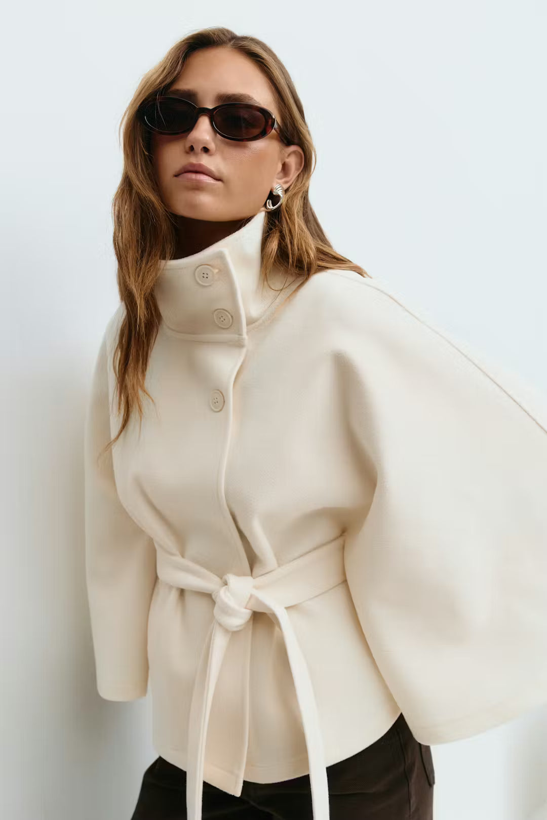 Aveline Belted Cape Coat
