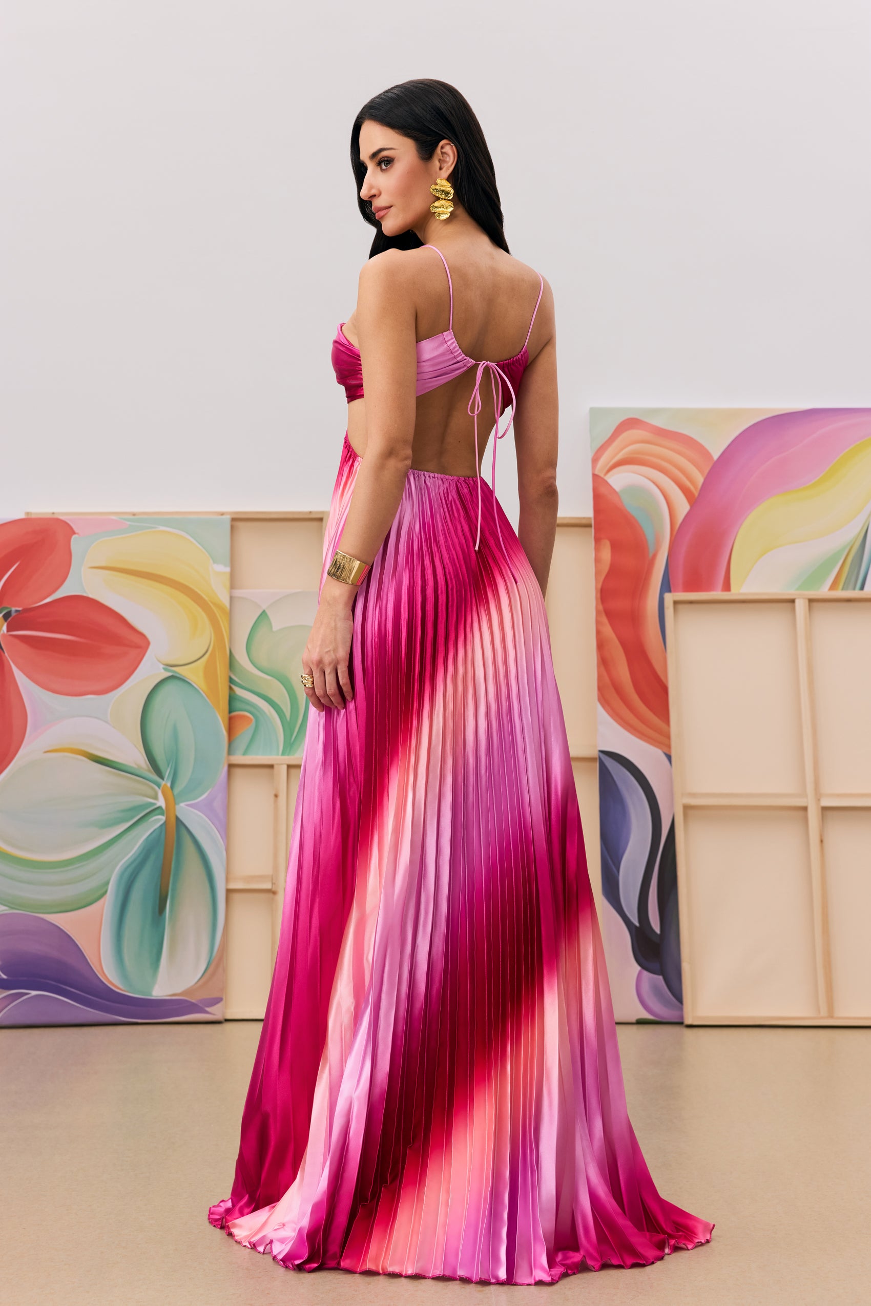 Velmora Pleated Maxi Dress