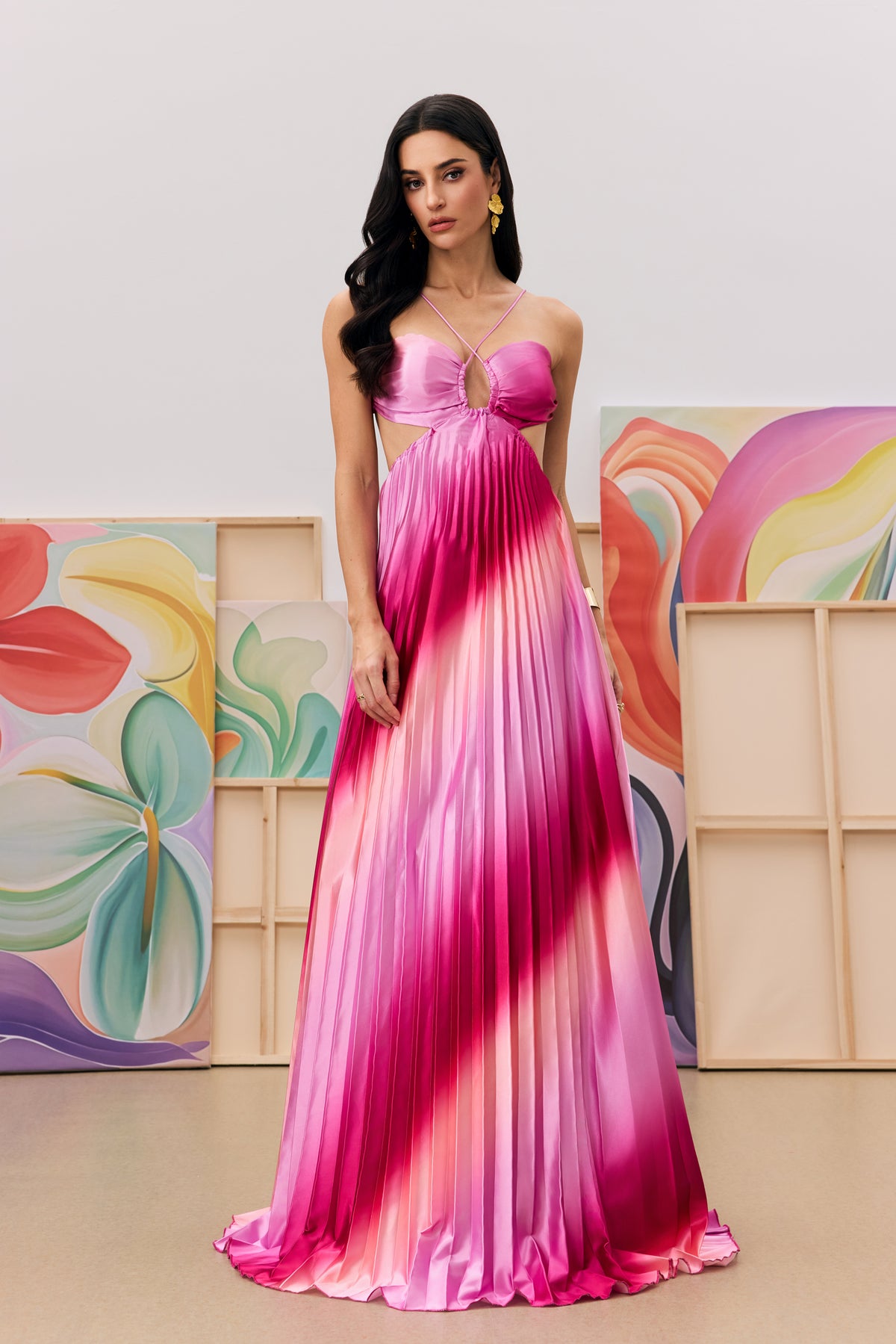 Velmora Pleated Maxi Dress