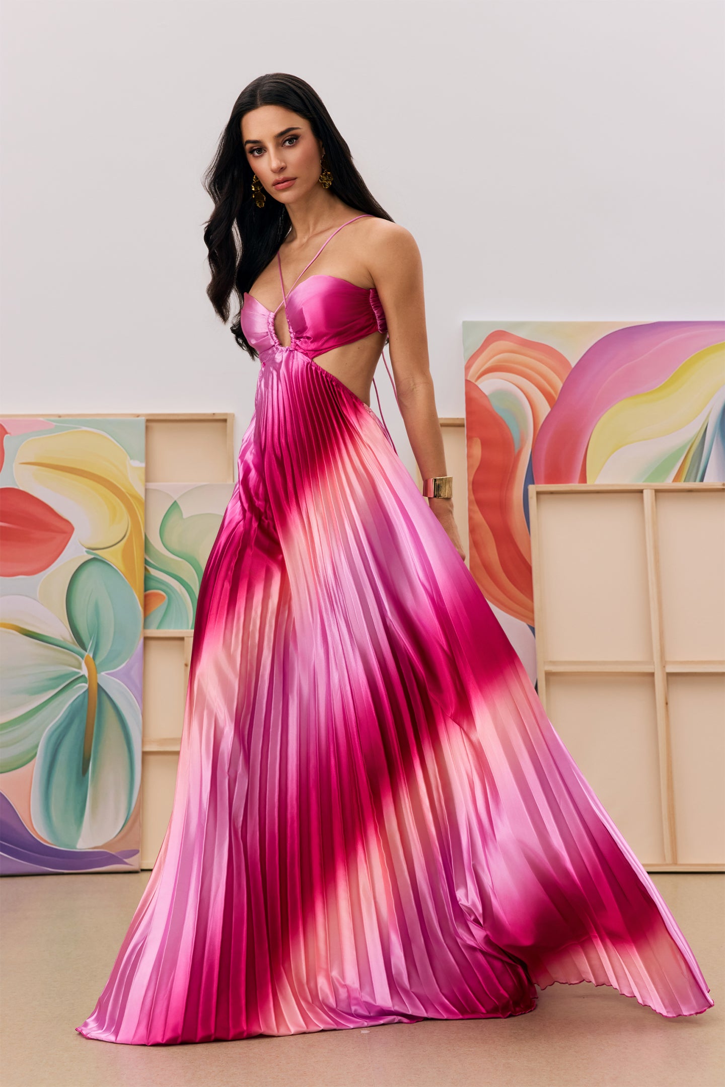 Velmora Pleated Maxi Dress