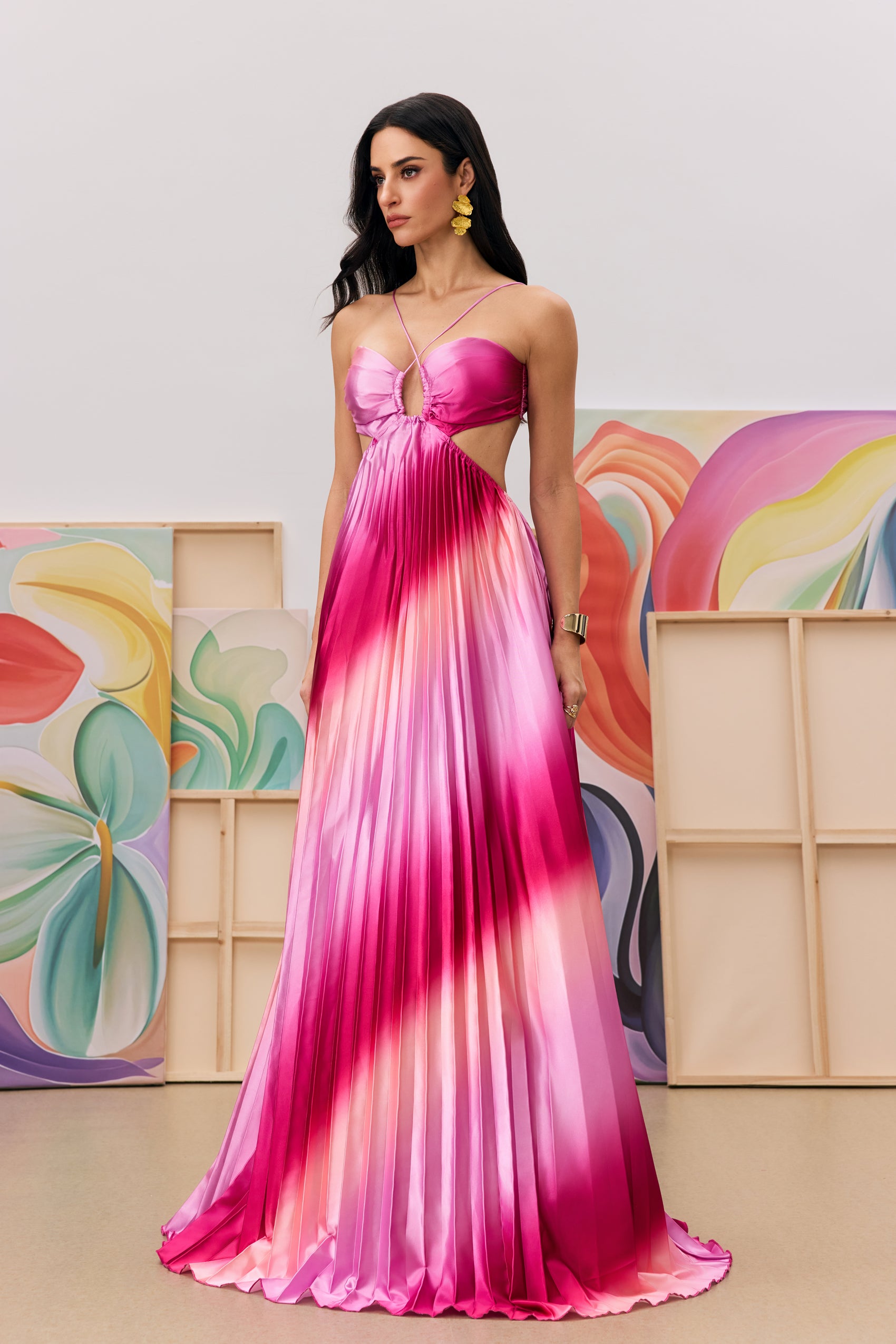 Velmora Pleated Maxi Dress
