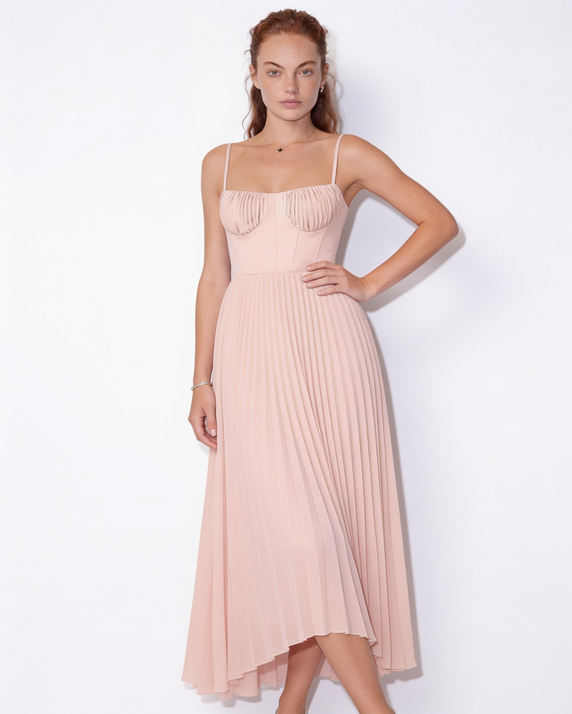 Evora Pleated Midi Dress