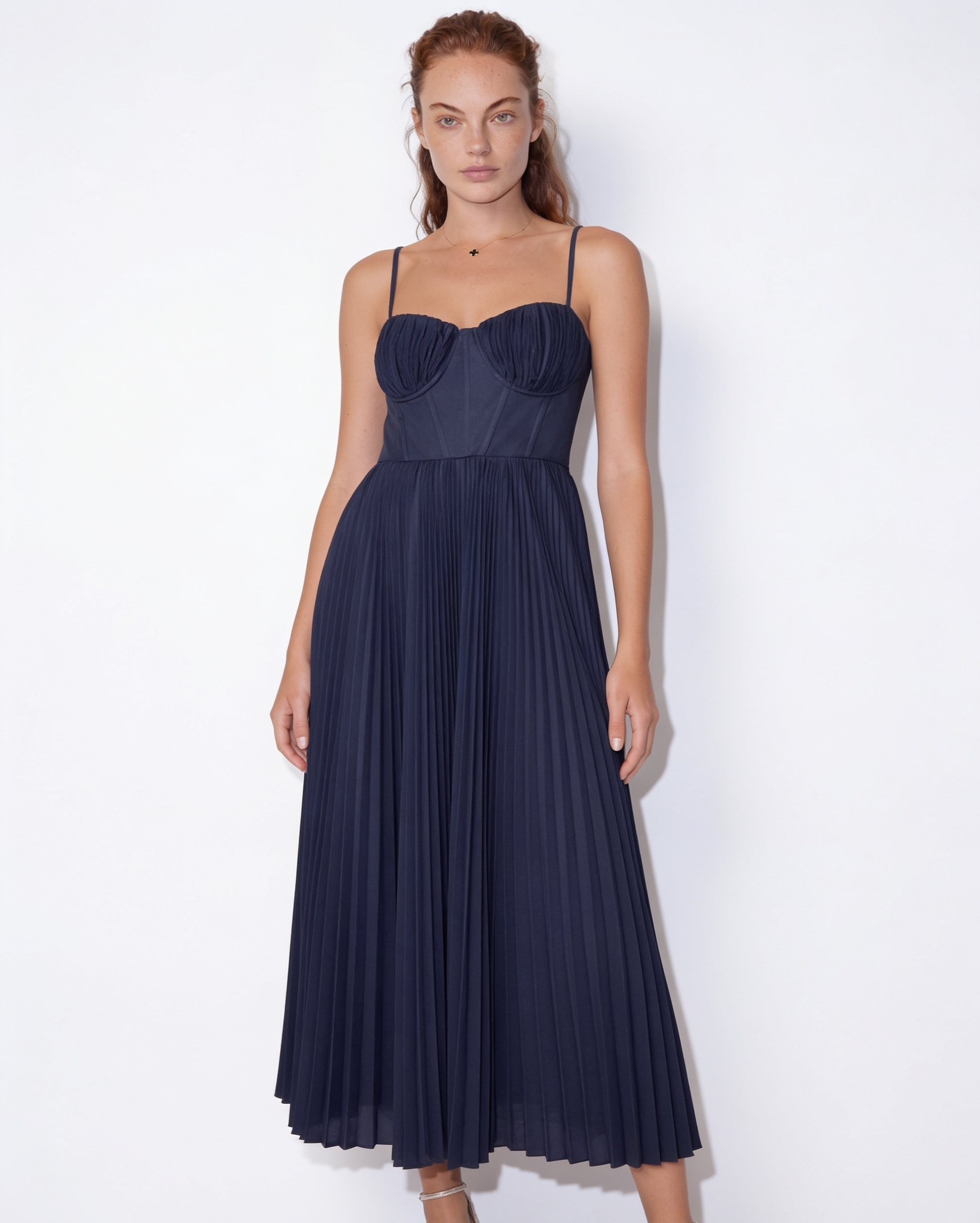 Evora Pleated Midi Dress