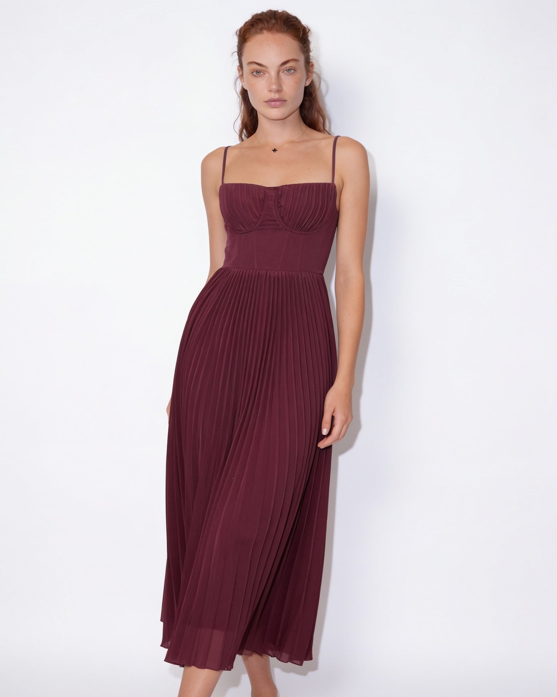 Evora Pleated Midi Dress