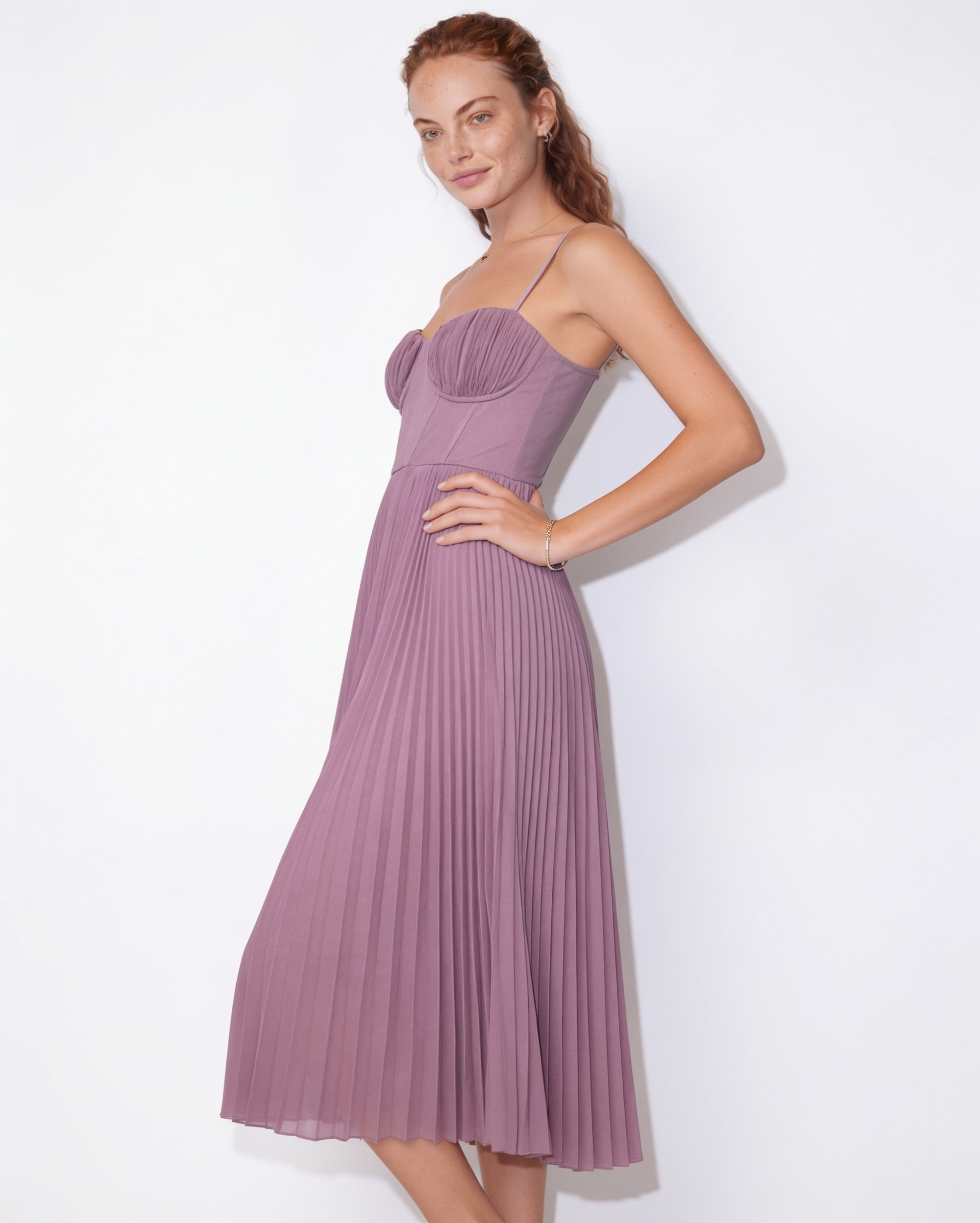 Evora Pleated Midi Dress