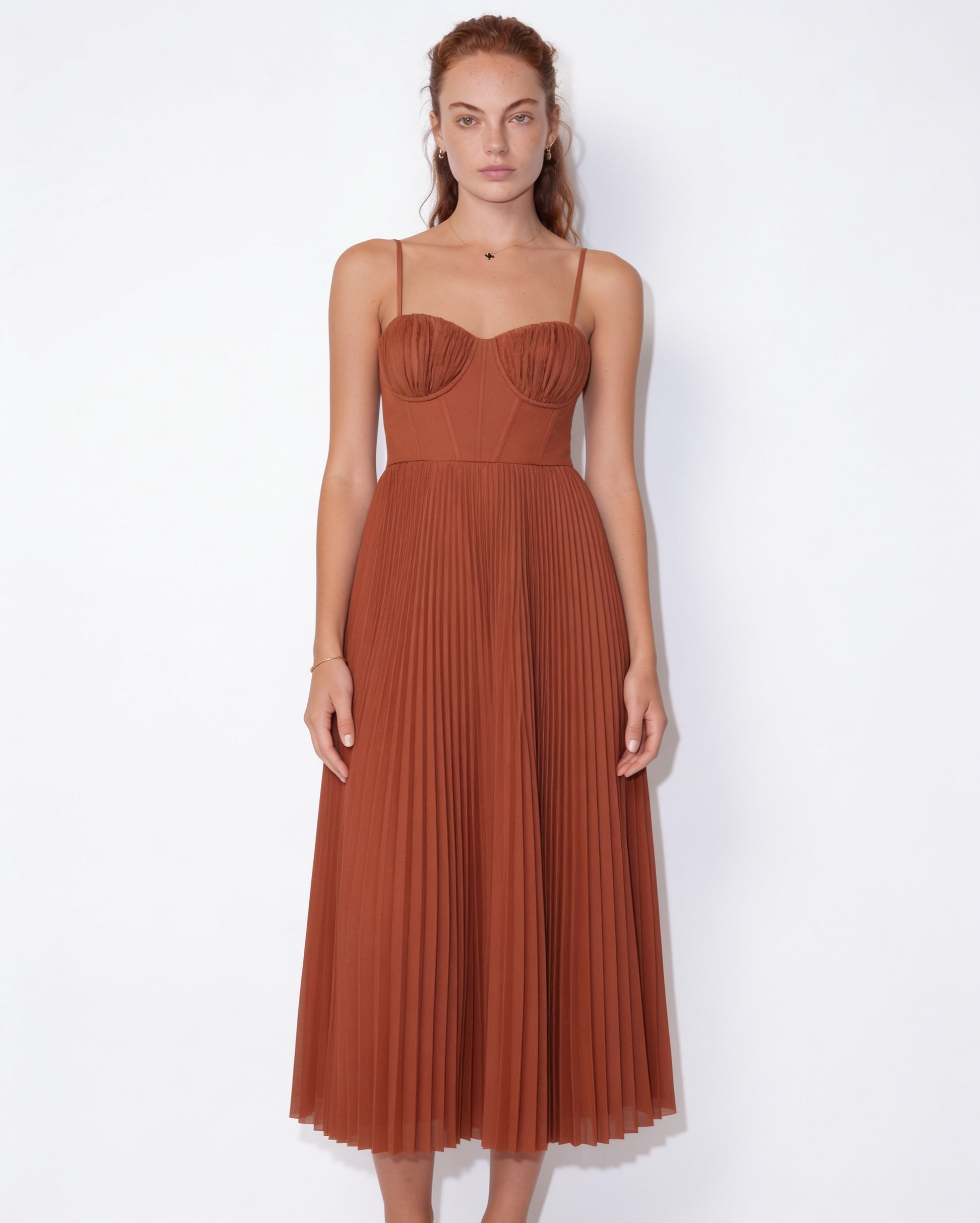 Evora Pleated Midi Dress
