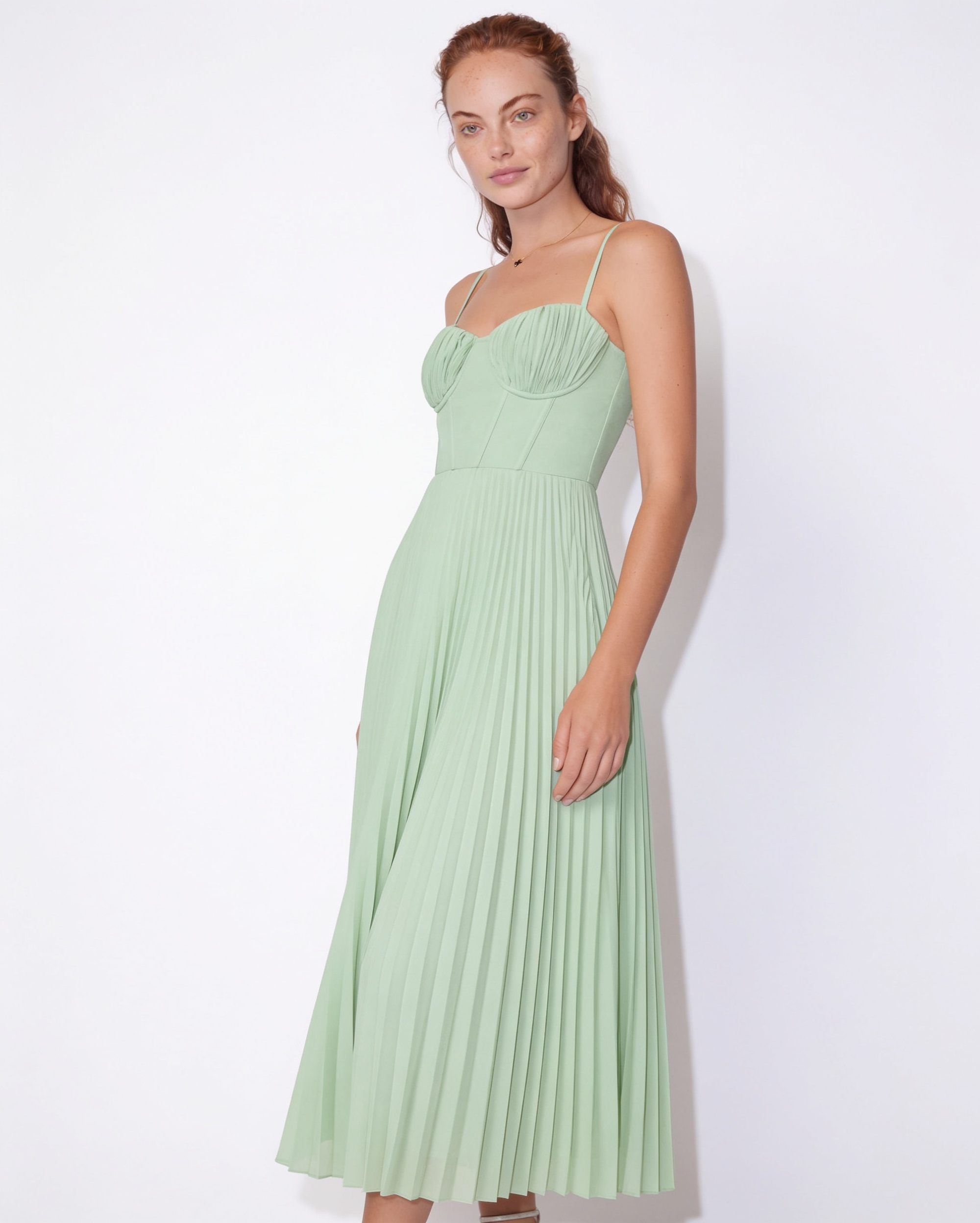 Evora Pleated Midi Dress