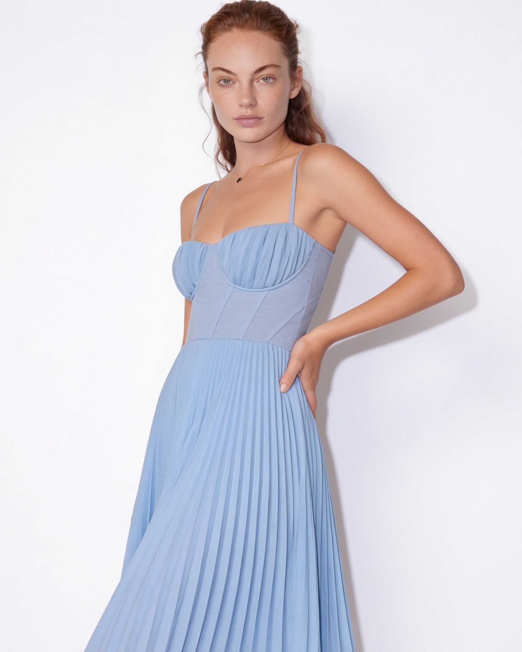 Evora Pleated Midi Dress