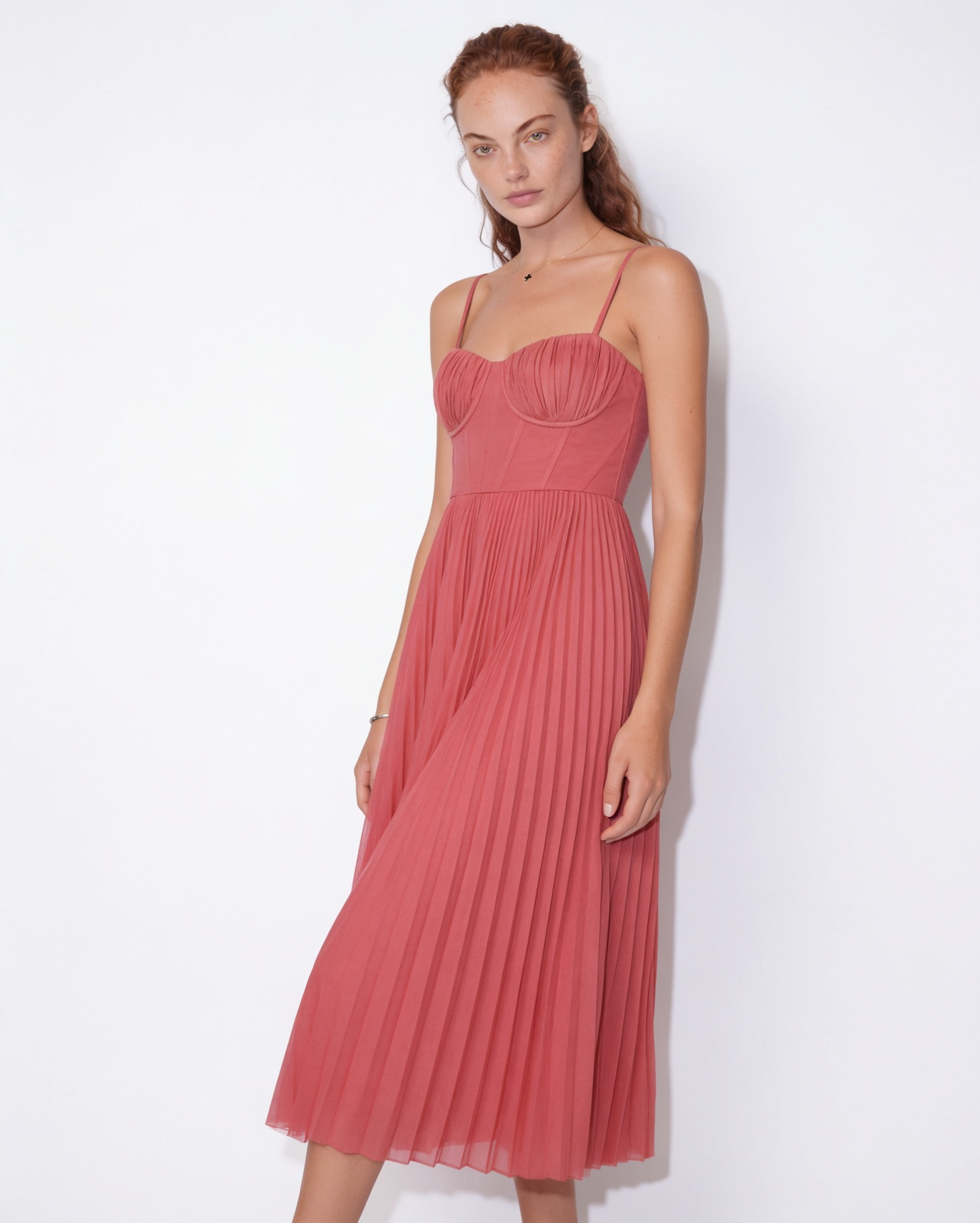 Evora Pleated Midi Dress