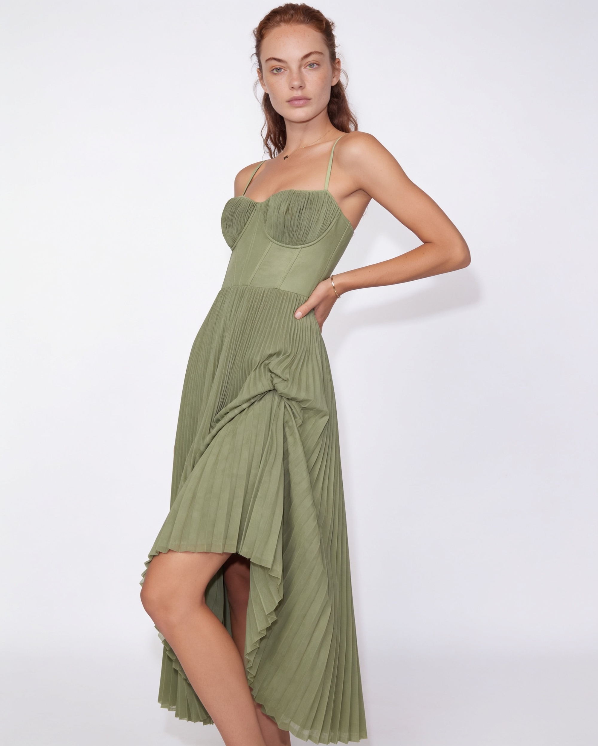 Evora Pleated Midi Dress