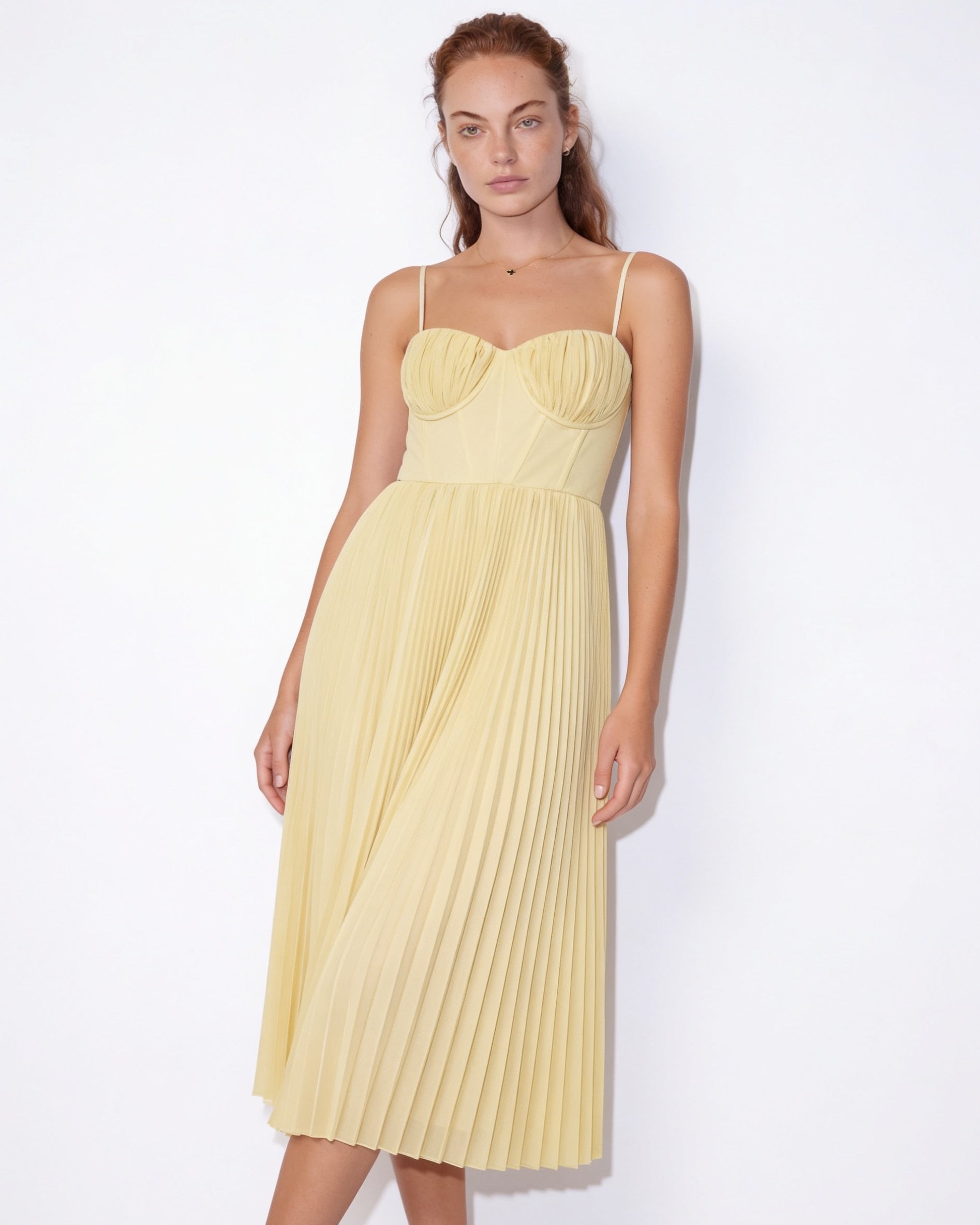 Evora Pleated Midi Dress