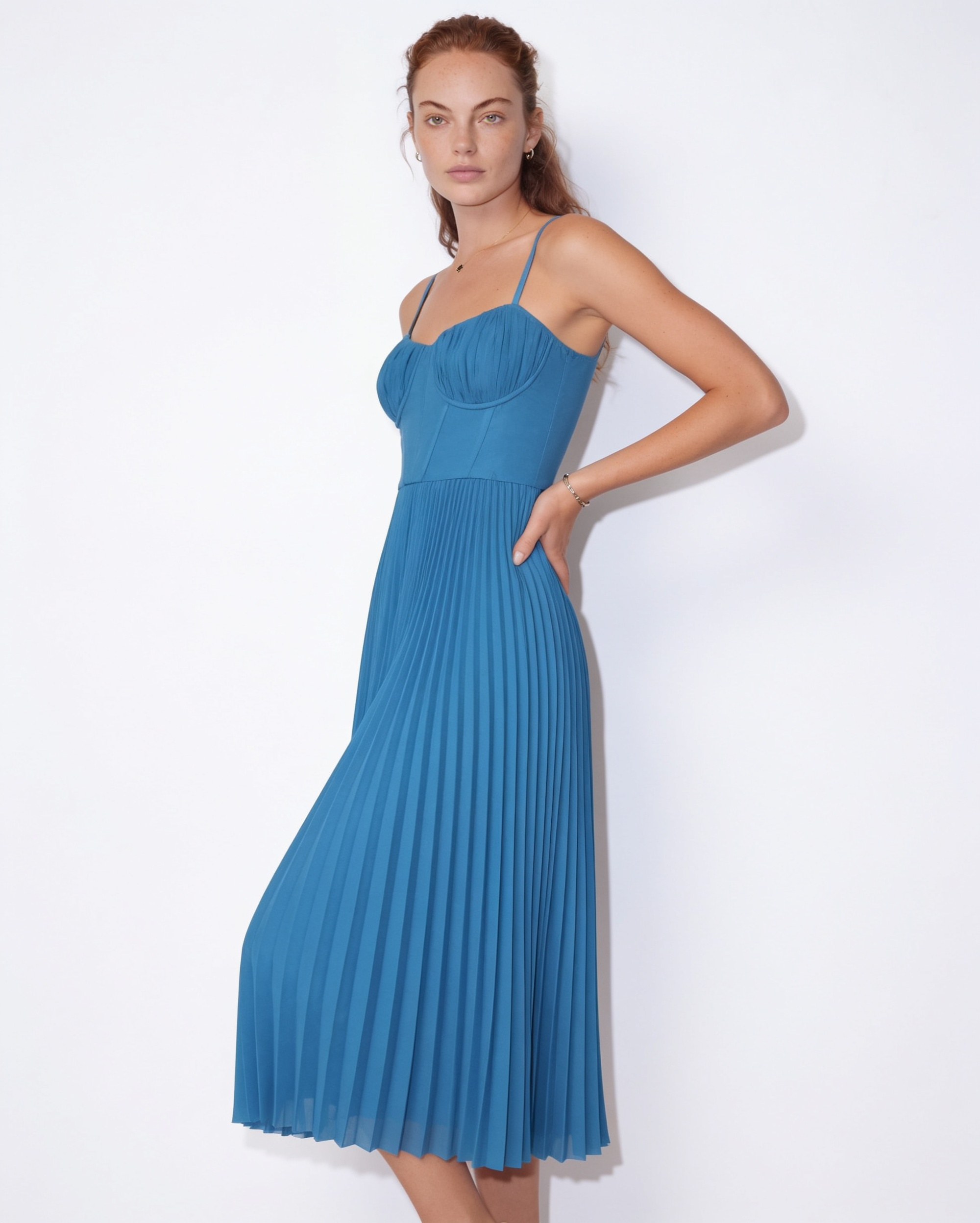 Evora Pleated Midi Dress