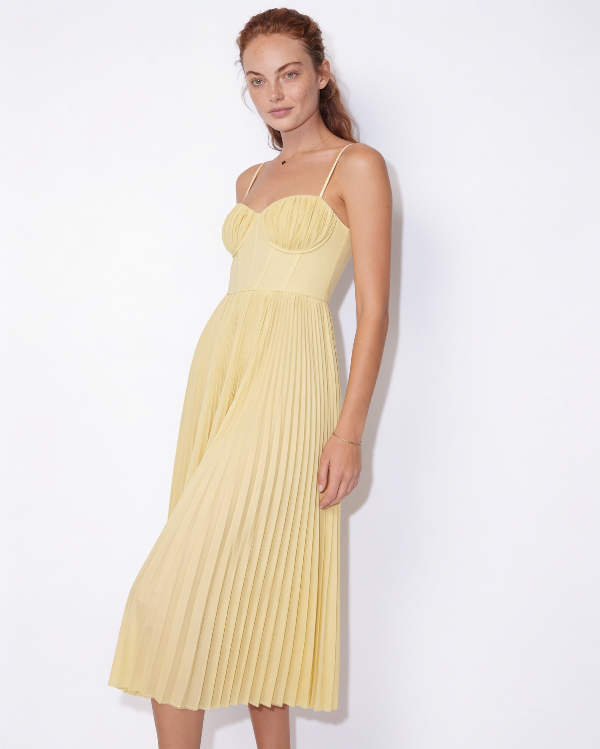 Evora Pleated Midi Dress