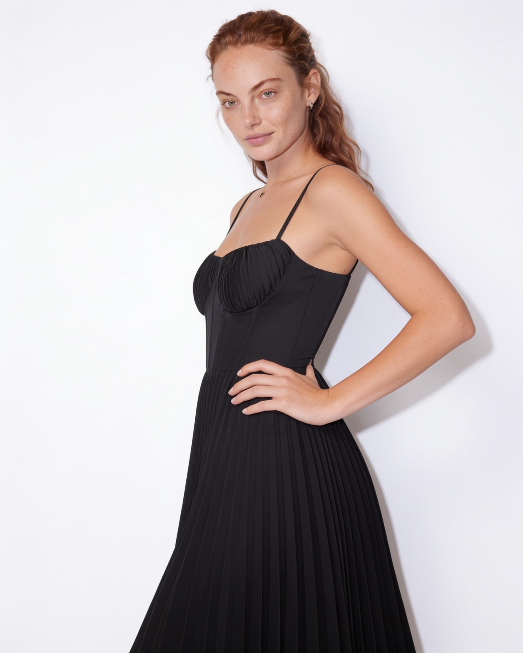 Evora Pleated Midi Dress