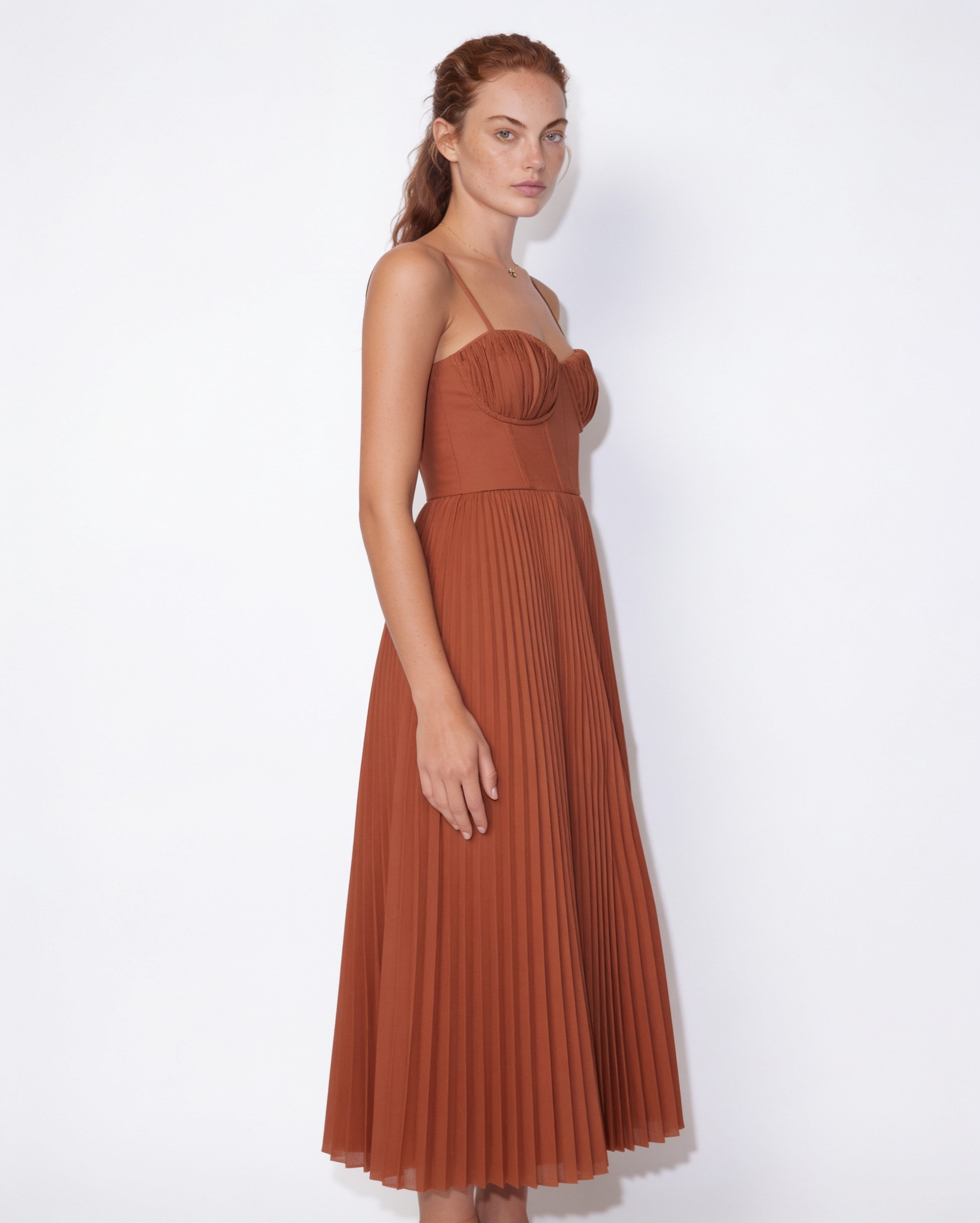 Evora Pleated Midi Dress