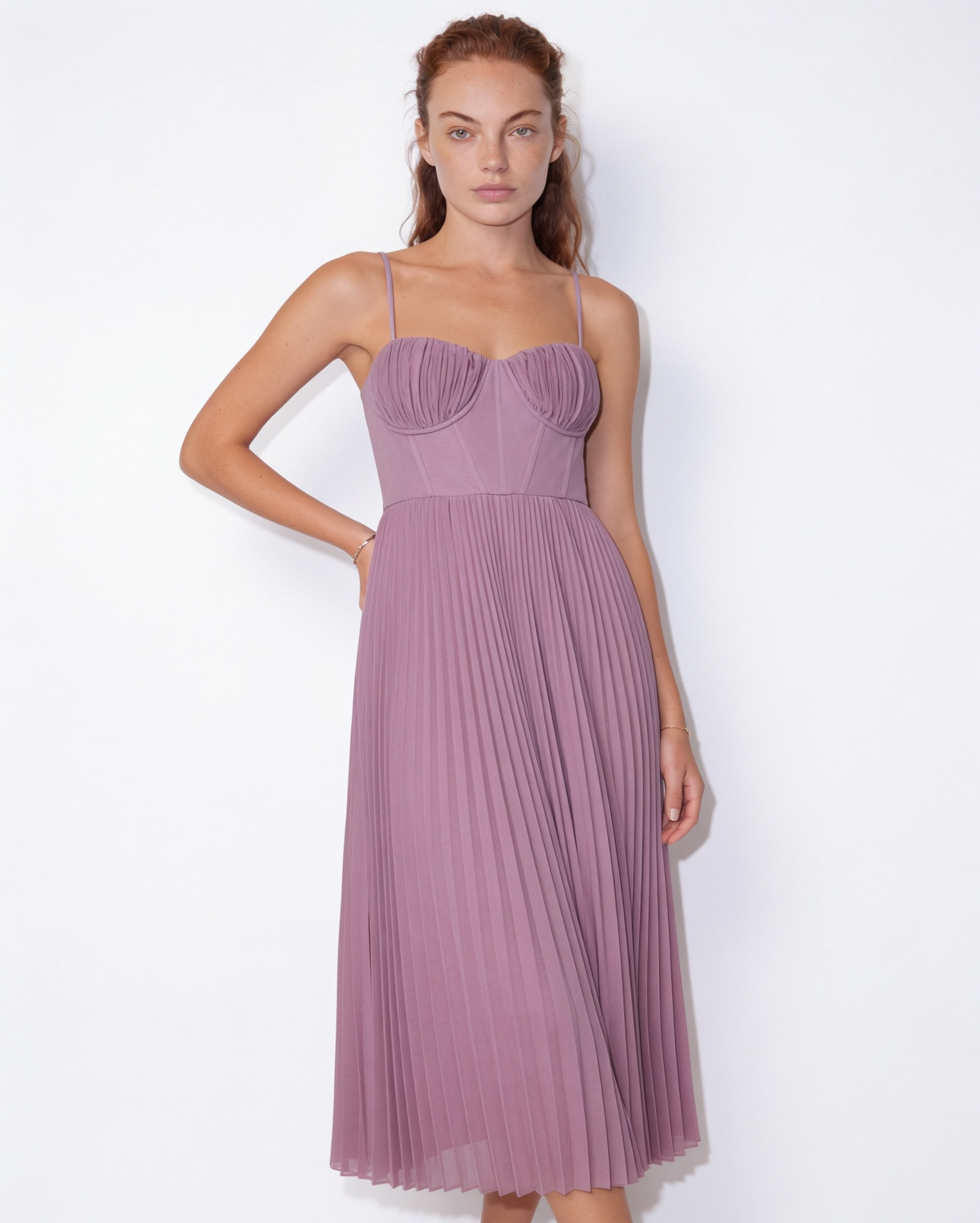 Evora Pleated Midi Dress
