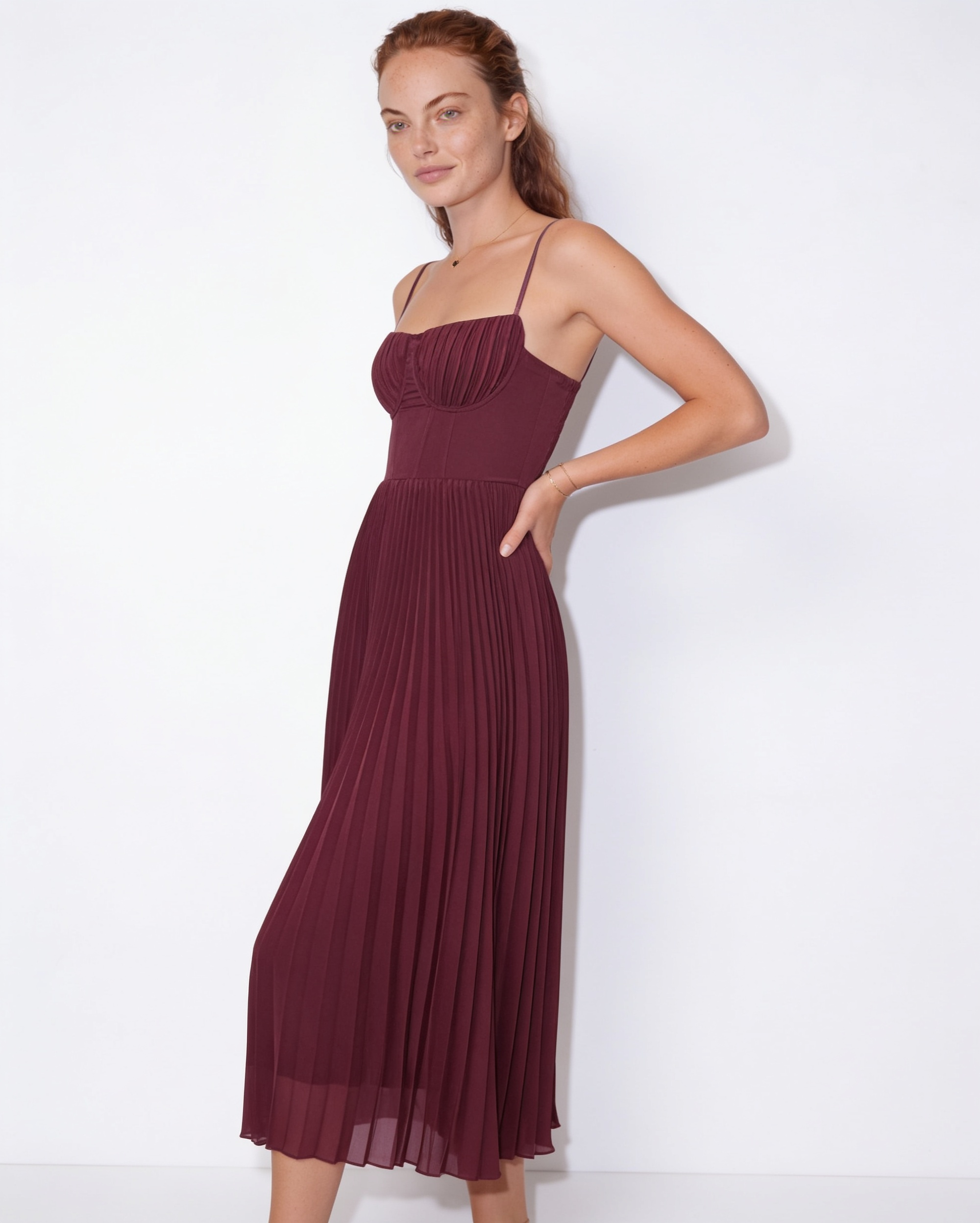 Evora Pleated Midi Dress