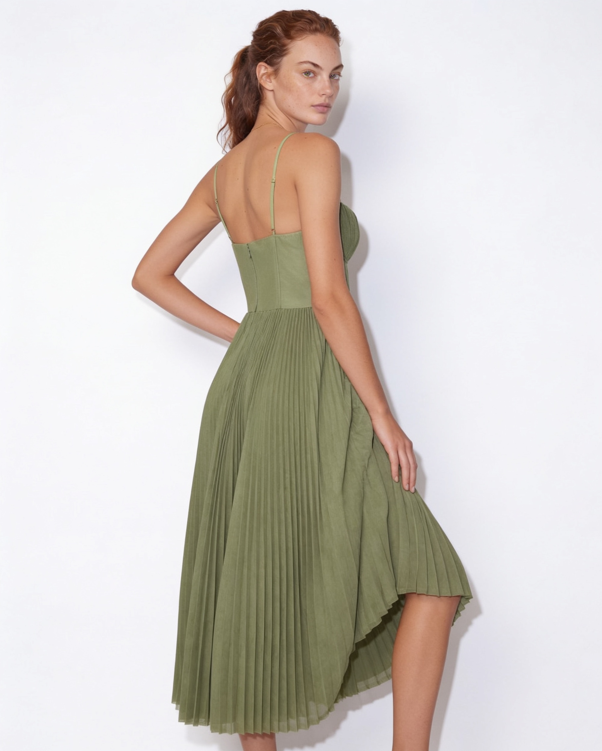 Evora Pleated Midi Dress