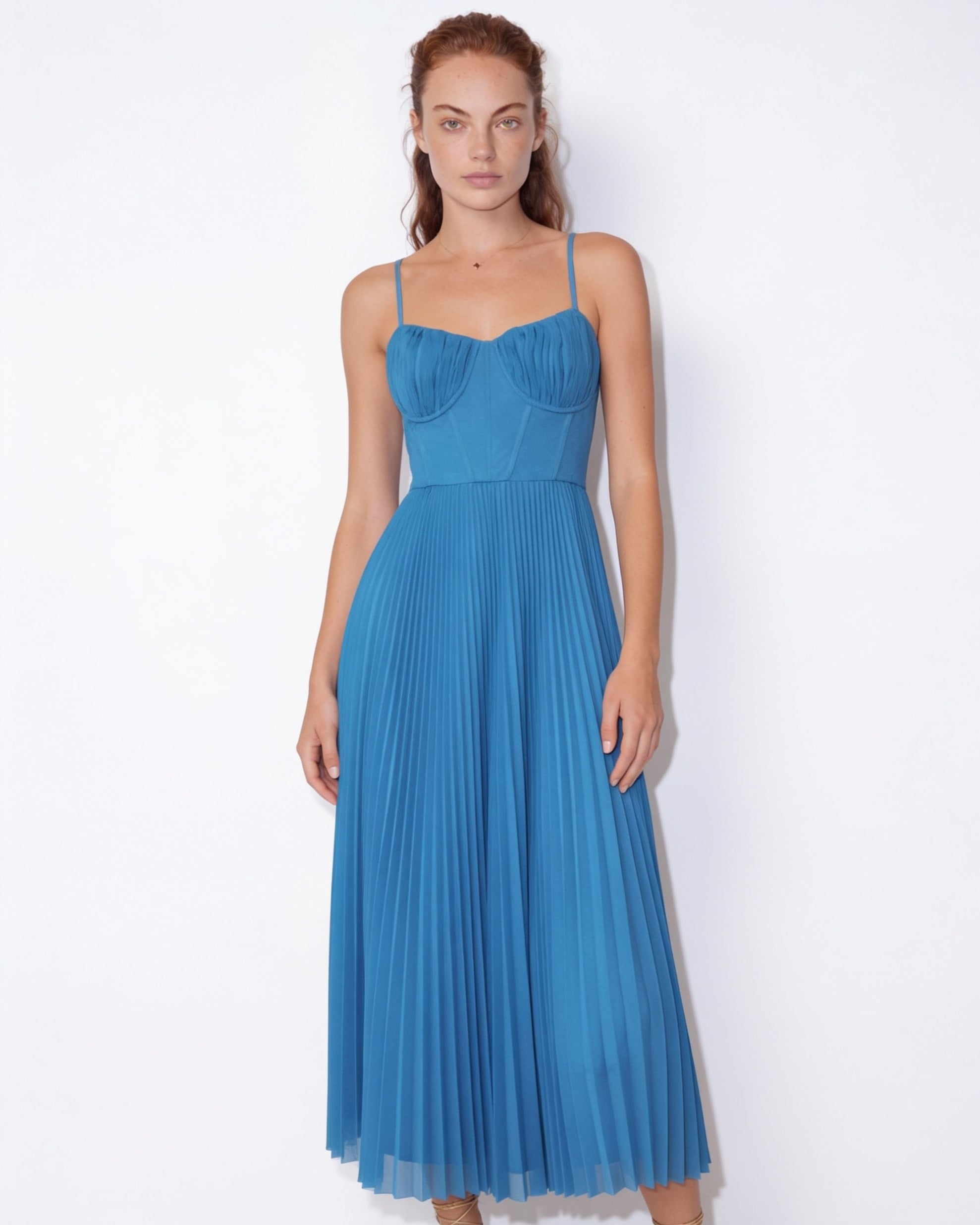Evora Pleated Midi Dress
