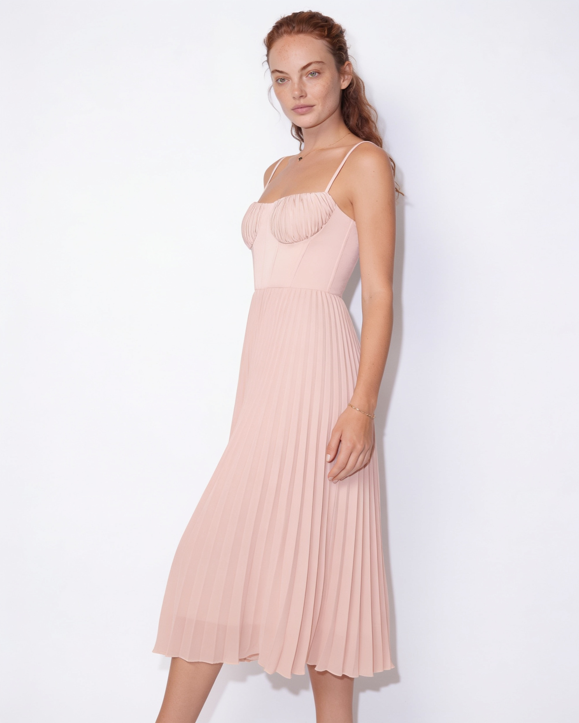 Evora Pleated Midi Dress