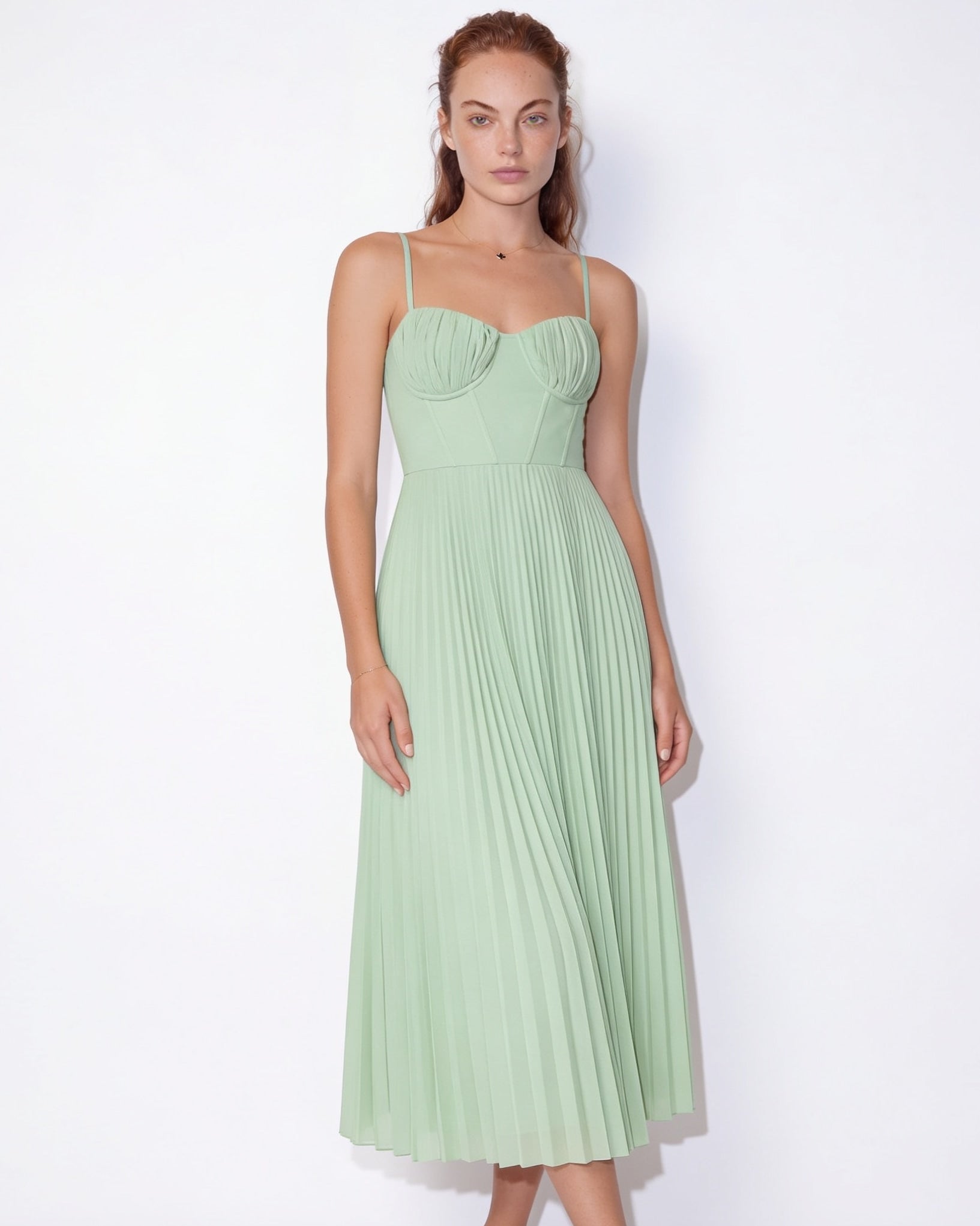 Evora Pleated Midi Dress