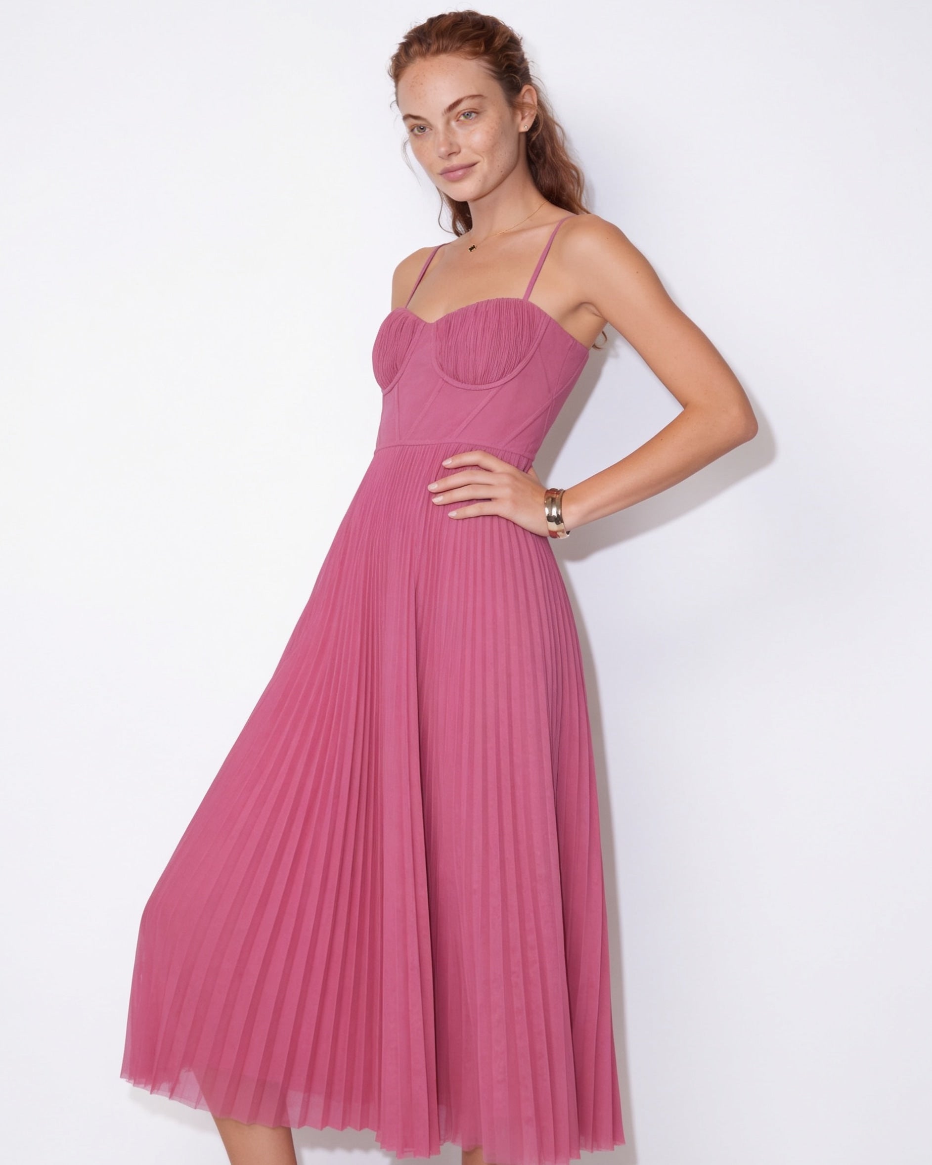 Evora Pleated Midi Dress