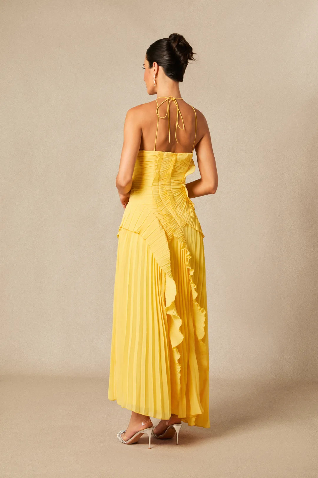 Lysoria Pleated Halter Midi Dress