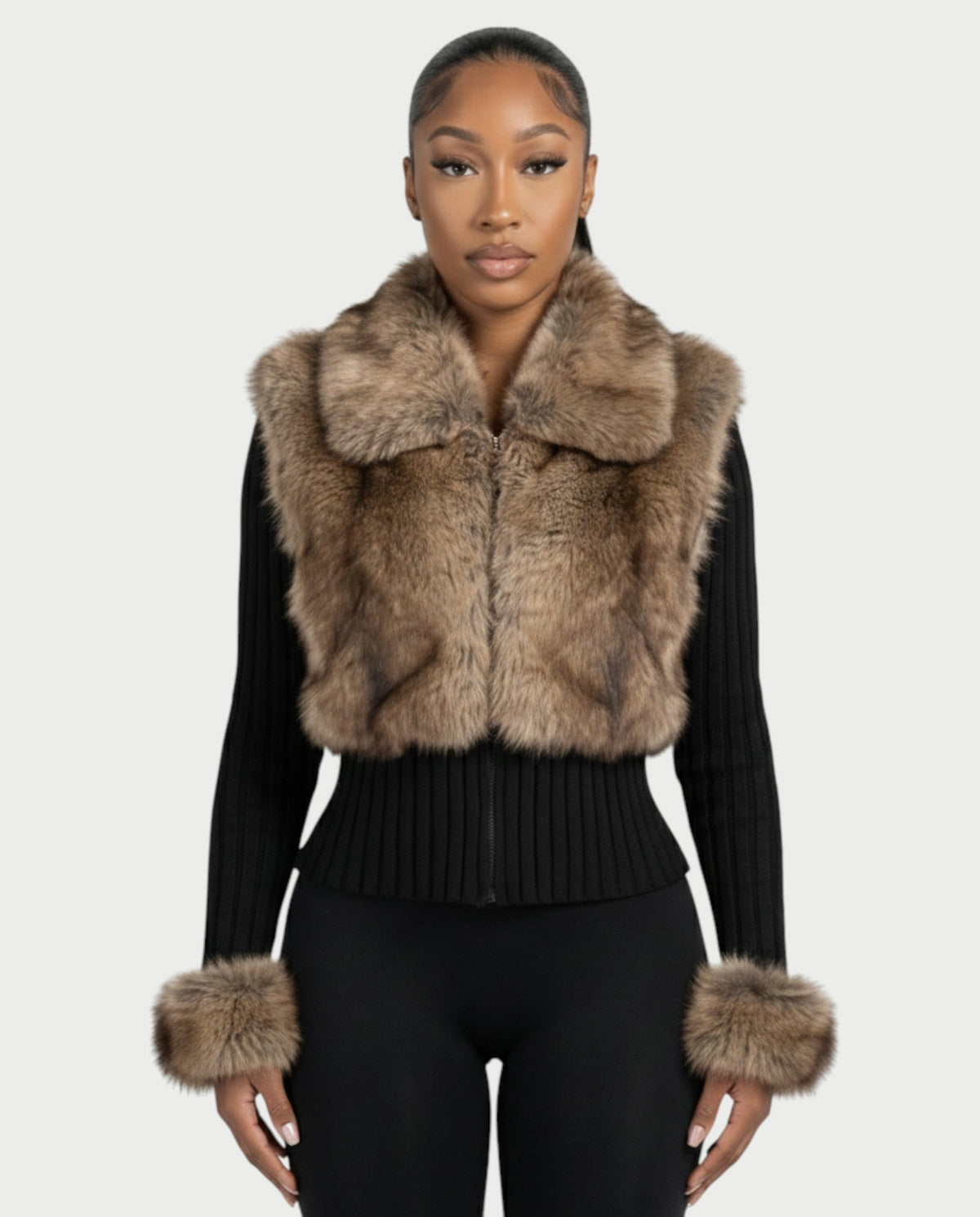 Ottilie Faux Fur Knit Jacket