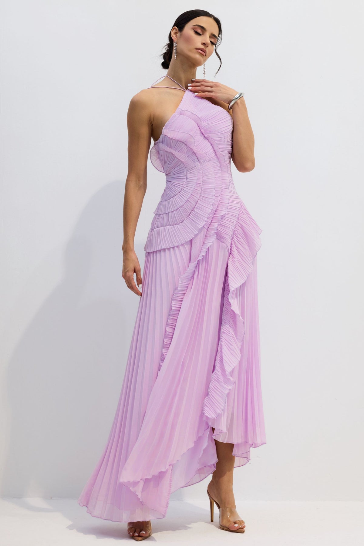 Lysoria Pleated Halter Midi Dress