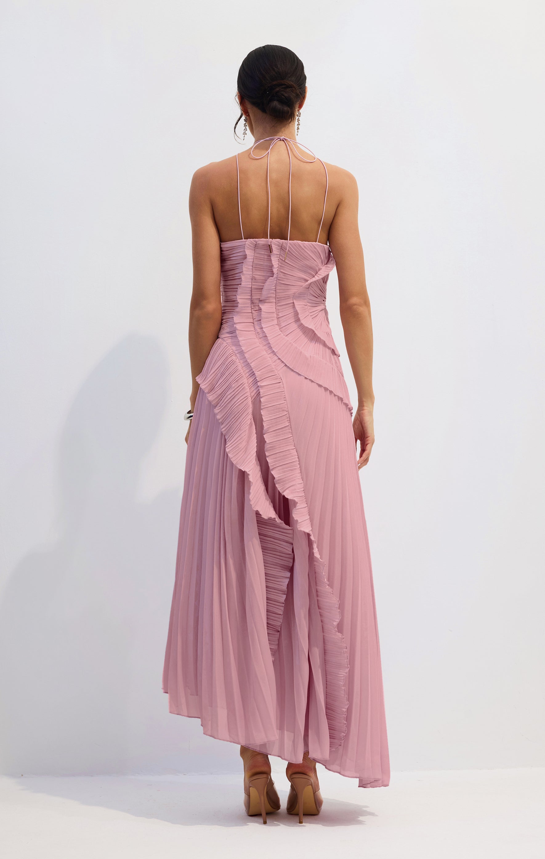 Lysoria Pleated Halter Midi Dress