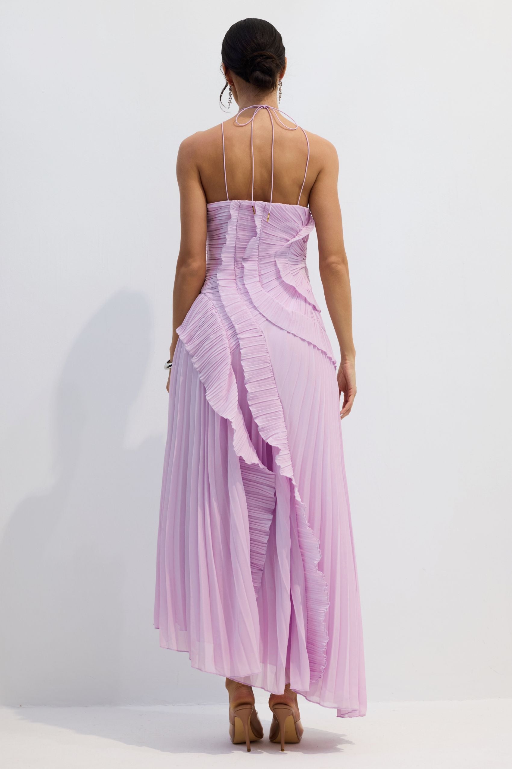 Lysoria Pleated Halter Midi Dress