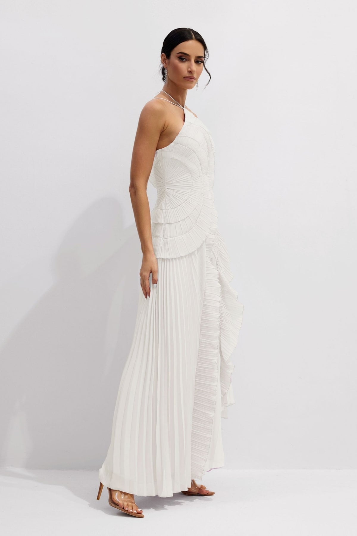 Lysoria Pleated Halter Midi Dress
