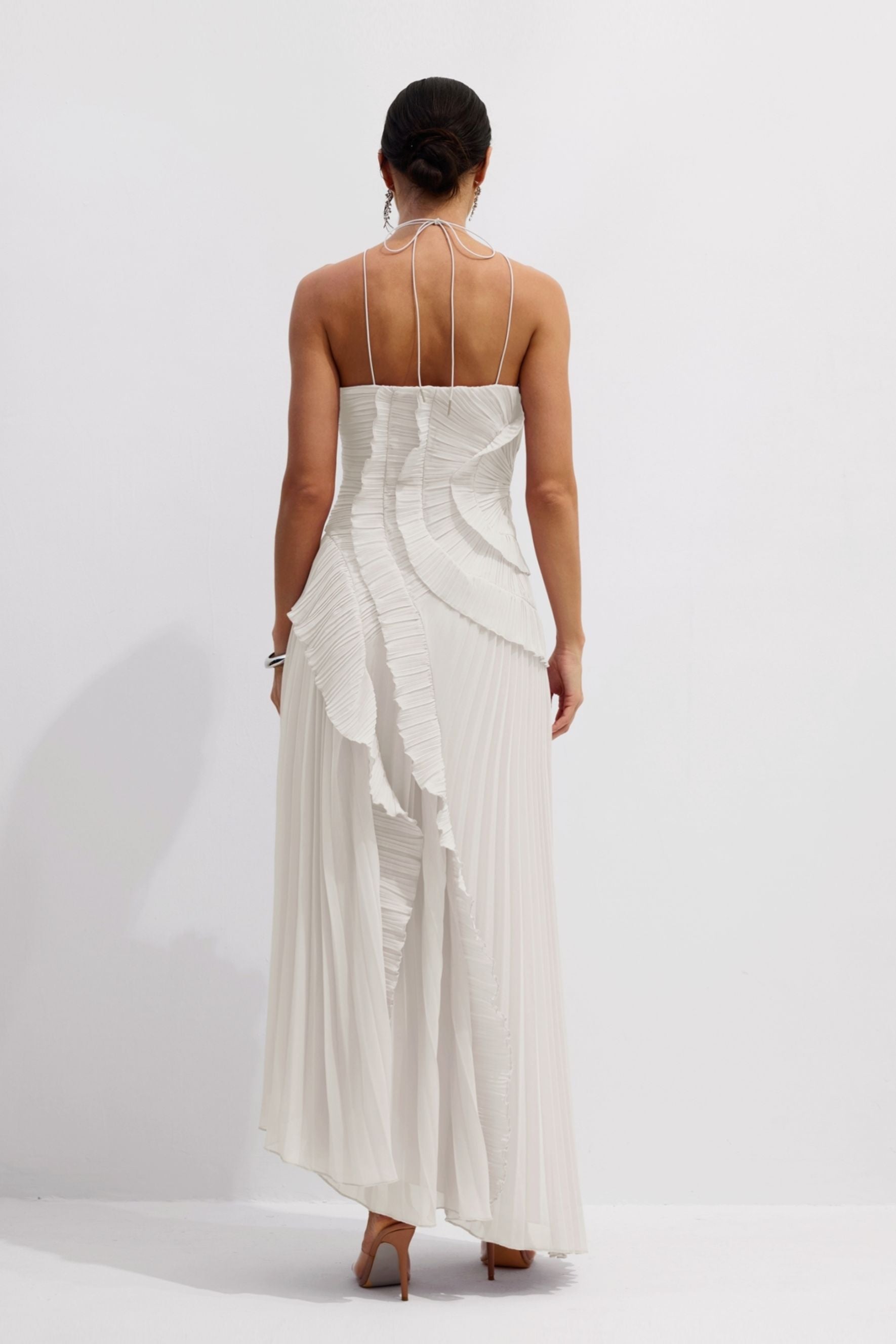 Lysoria Pleated Halter Midi Dress