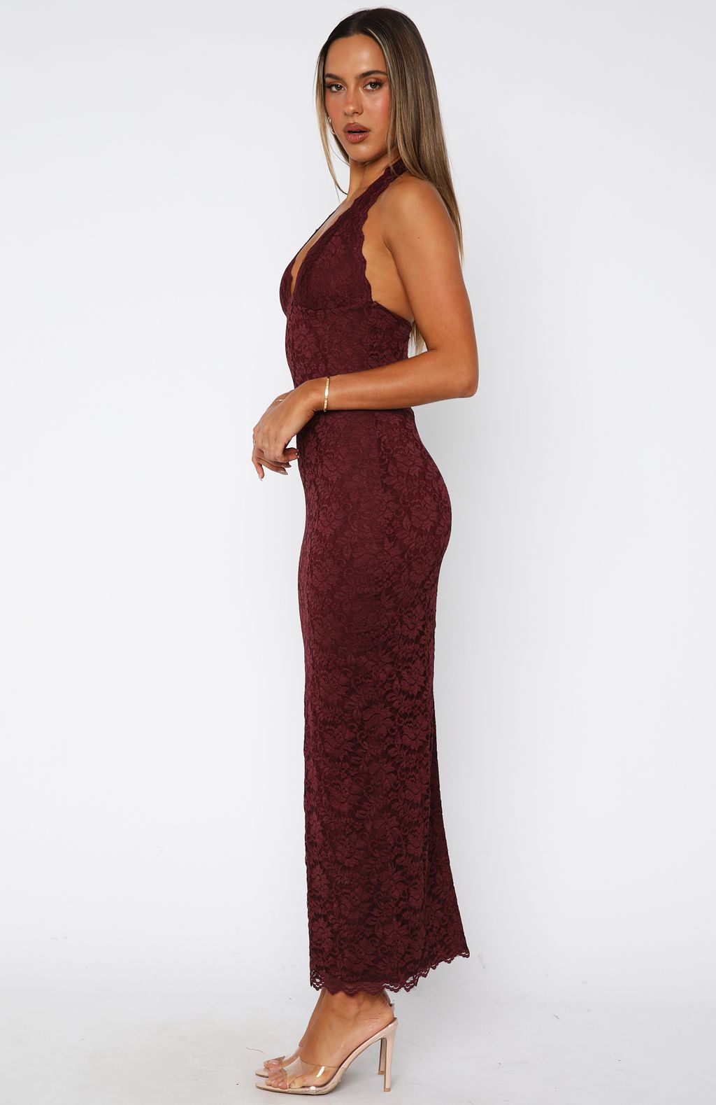 Floriane Lace Halter Maxi Dress