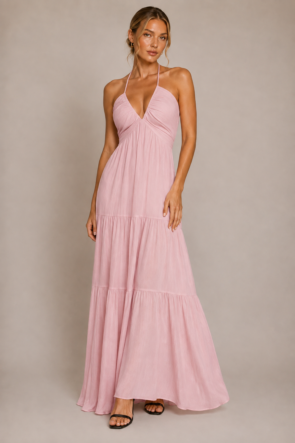 Halter Ruffle Maxi Dress