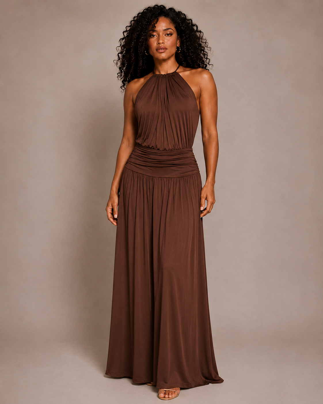Liraya Draped Halter Maxi Dress