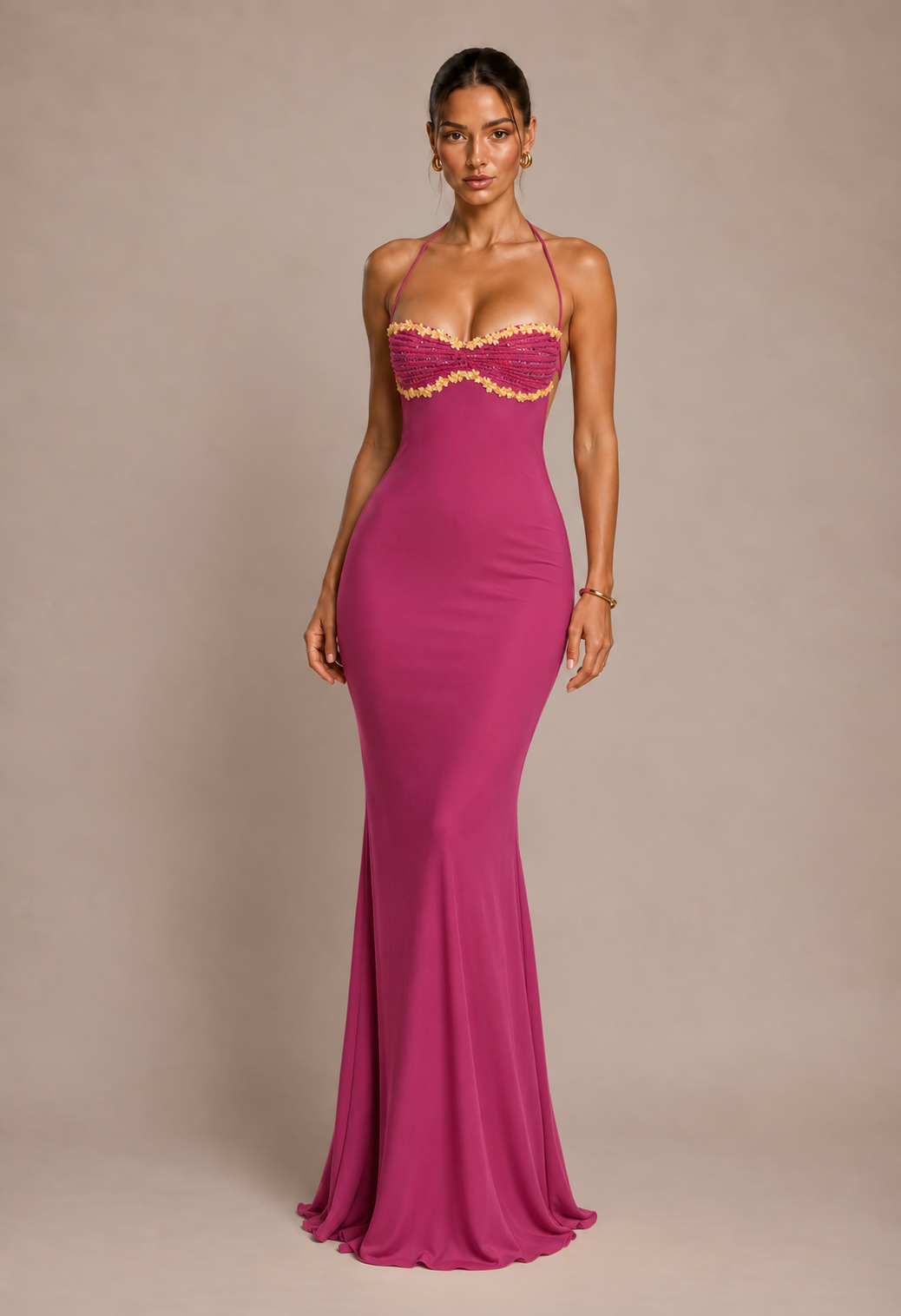 Lucienne Wine Maxi Dress