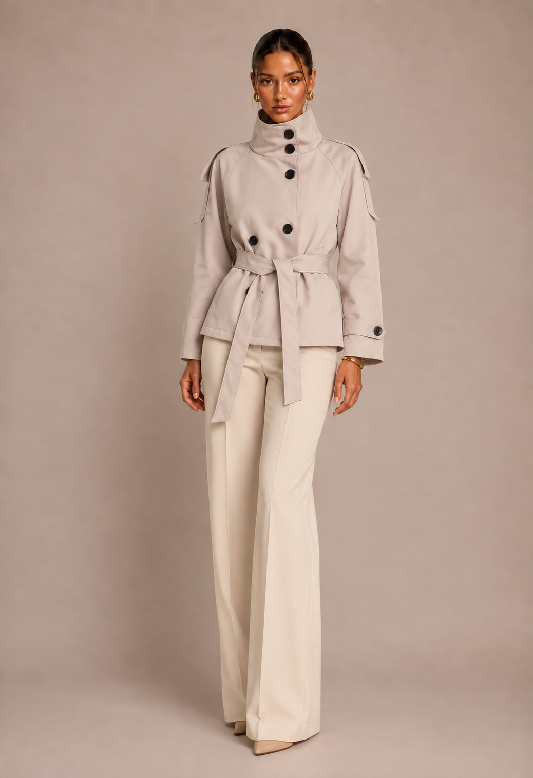 Elara Cropped Trench Coat